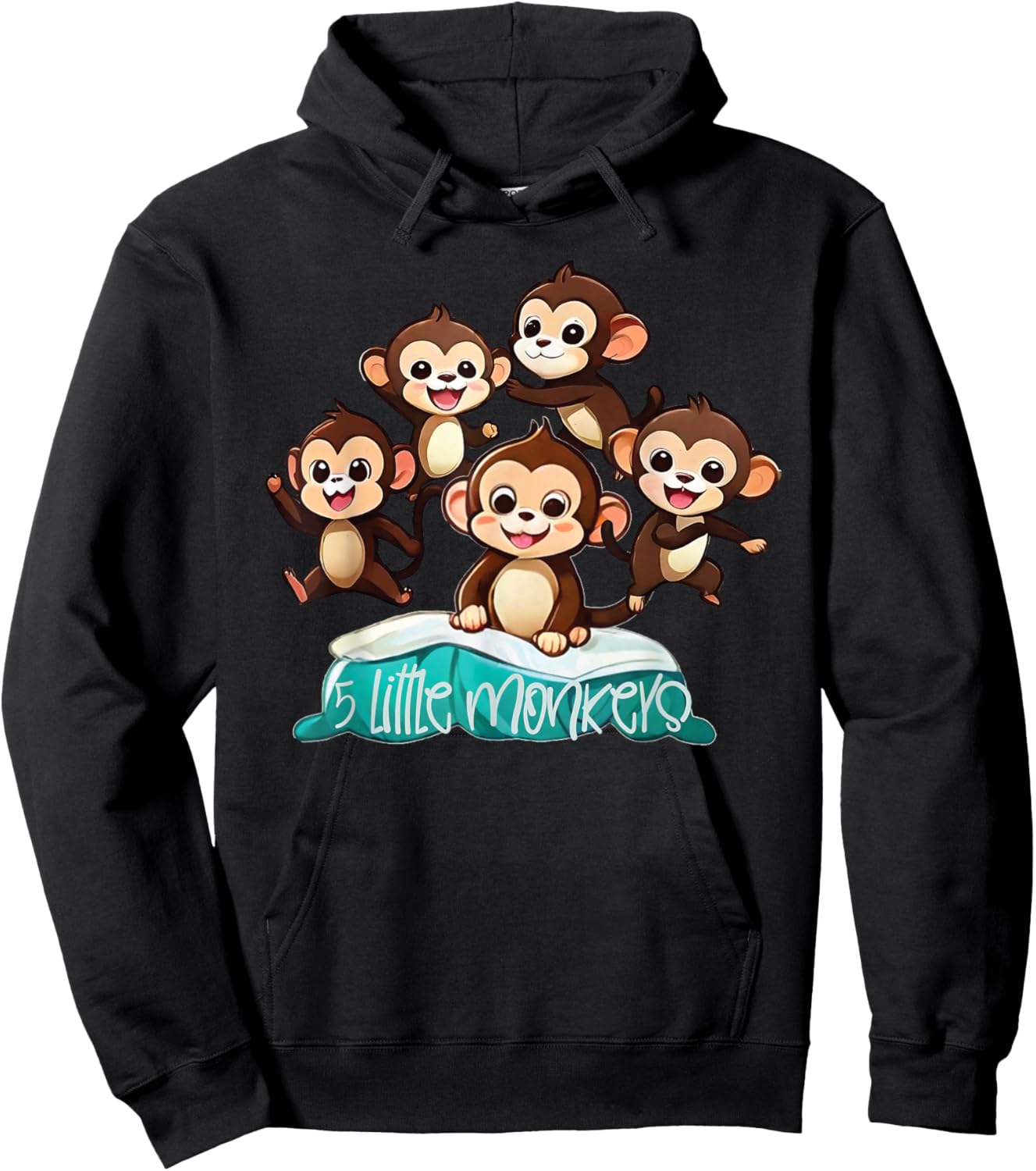 Cool Five Little Monkeys Jumping on The Bed for kids Hoodie - Hoodie | Black