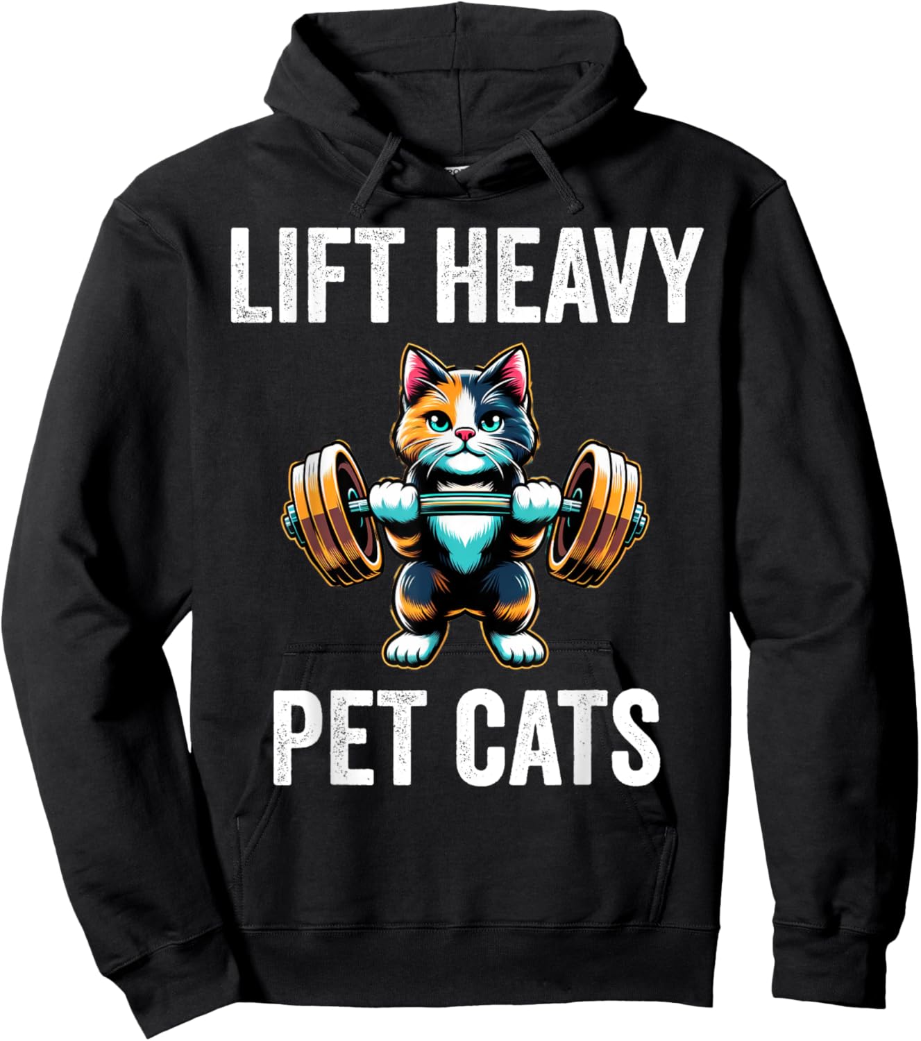 Lift Heavy Pet Cats Funny Gym Workout Weight Lifter Hoodie - Hoodie | Black