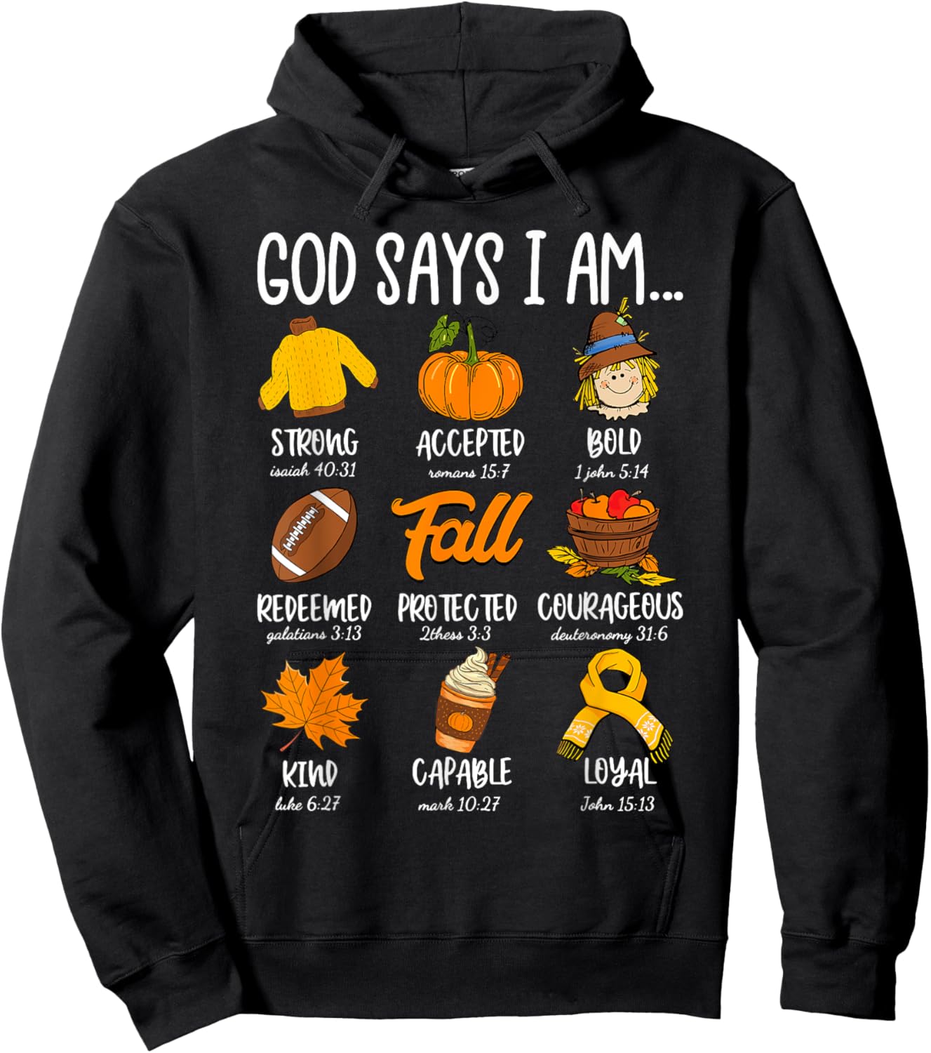 God Says I Am Fall Vibes Autumn Christian Women Men Kids Hoodie - Hoodie | Black