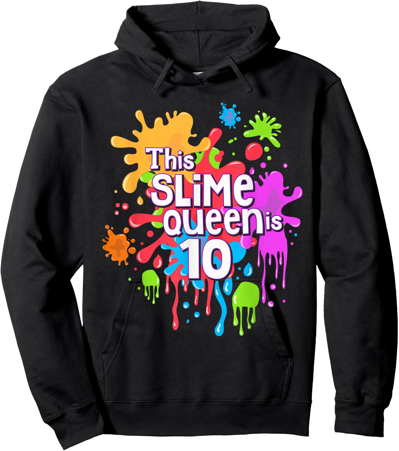 Girls 10th Birthday Gift Girls This Slime Queen is 10yrs Hoodie - Hoodie | Black