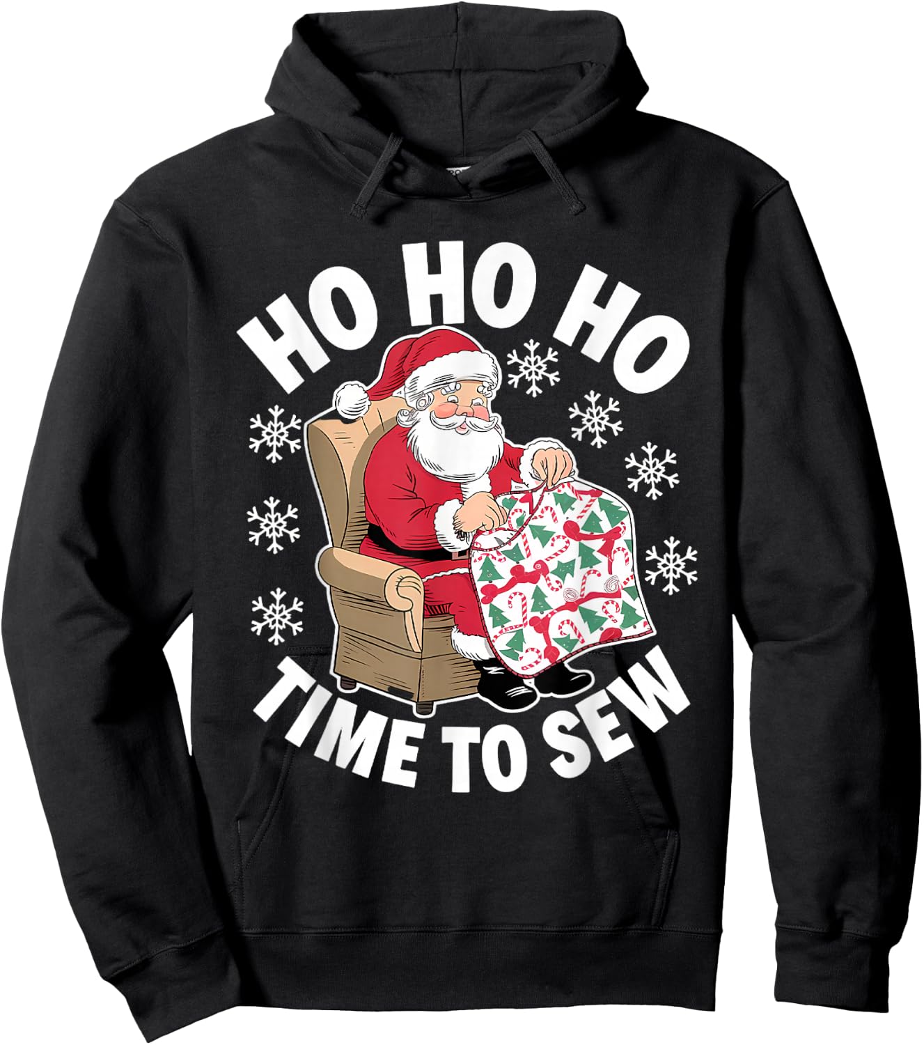 Quilting Christmas Sewing Santa Xmas Holiday Hoodie - Hoodie | Black