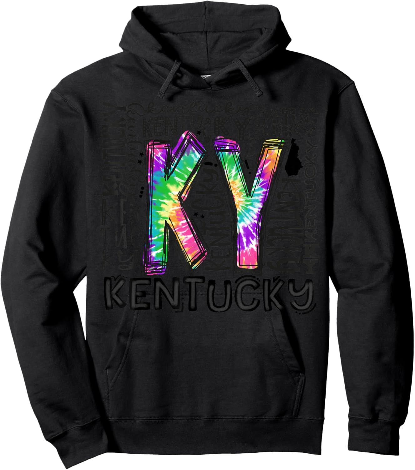 Cute Kentucky State Tie Dye Kentucky Typography Women Kid Hoodie - Hoodie | Black