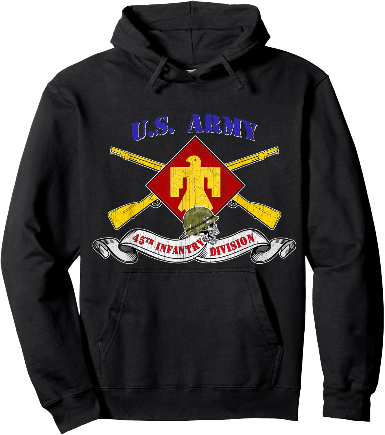 45th Infantry Division 45th ID Veteran Vintage Gifts Hoodie - Hoodie | Black