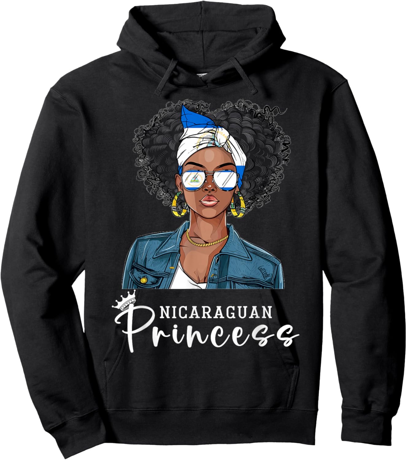 Nicaraguan Flag Souvenirs Woman Princess Girl Nicaragua Hoodie - Hoodie | Black