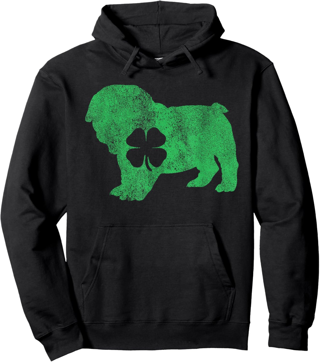St. Patrick's Day Dog Bulldog Shamrock Men Women Gift Hoodie - Hoodie | Black