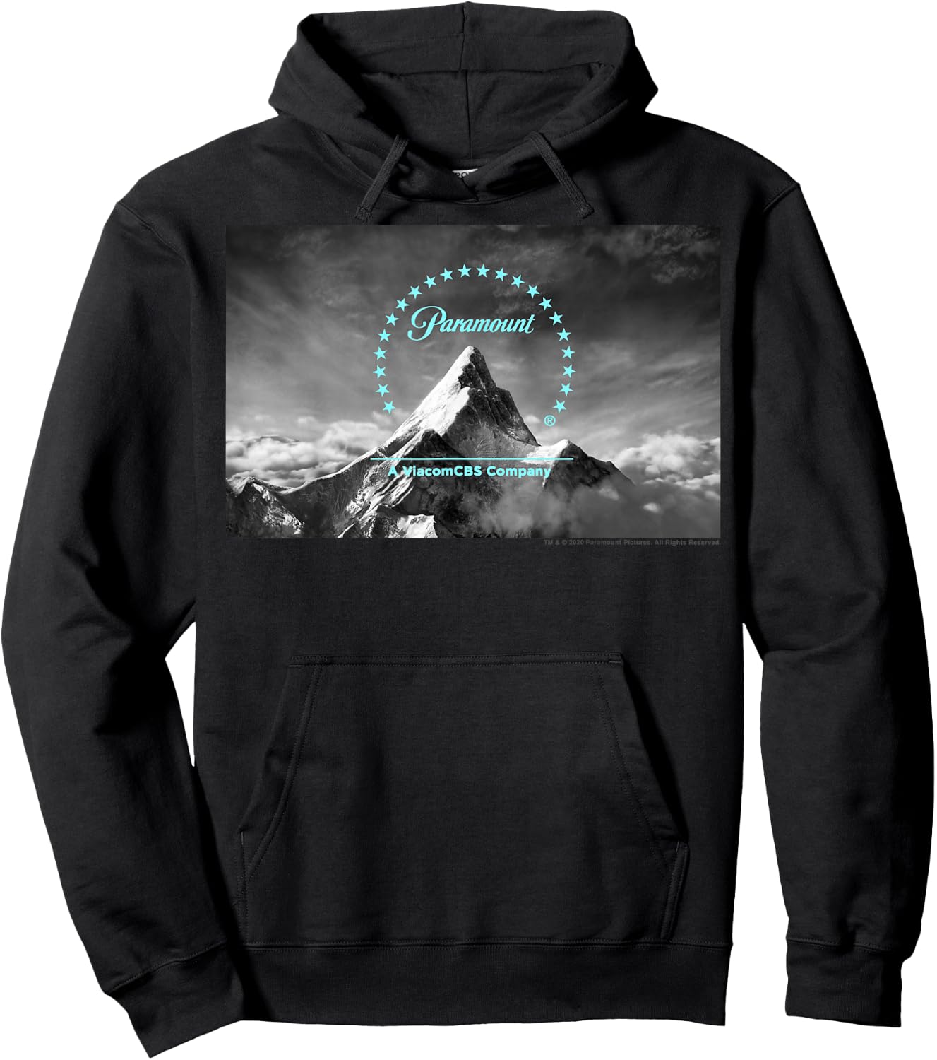 Paramount Neon Blue Logo Scenery Hoodie - Hoodie | Black