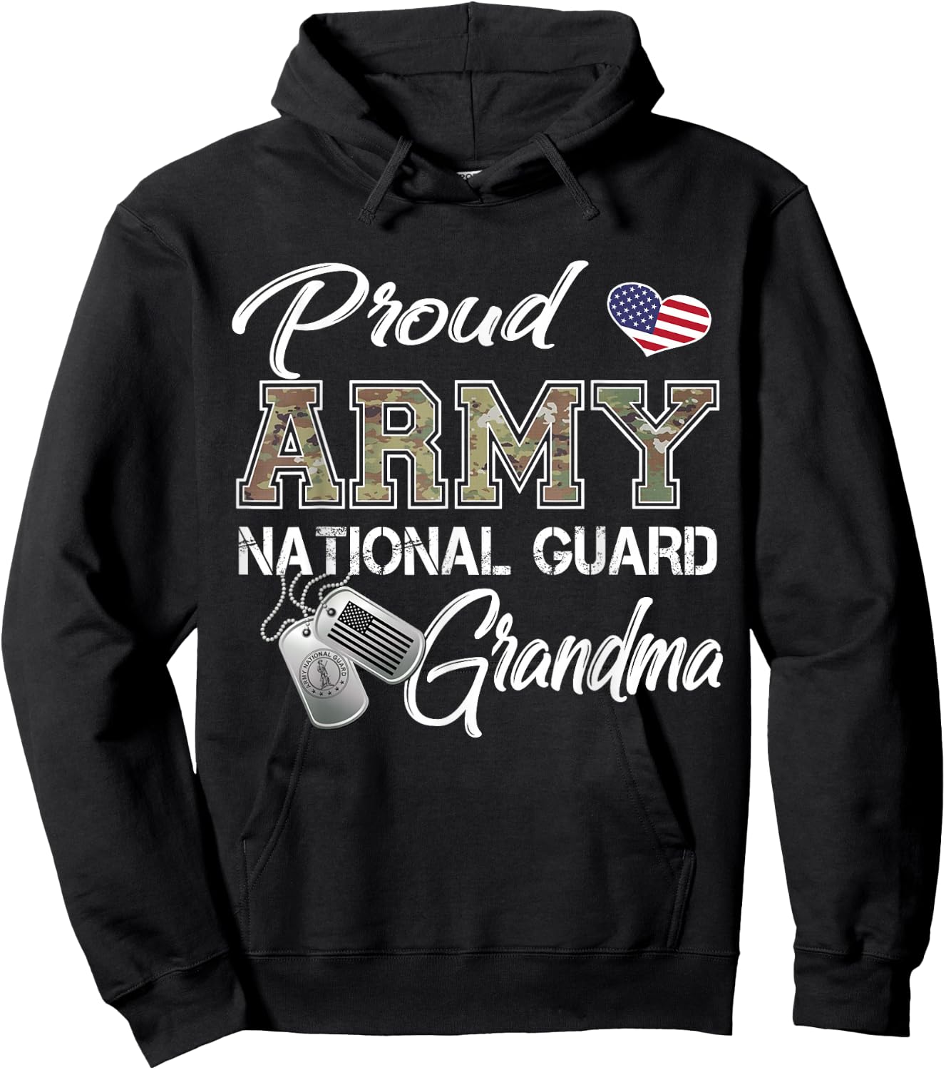 Proud Army National Guard Grandma Military Pride Hoodie - Hoodie | Black