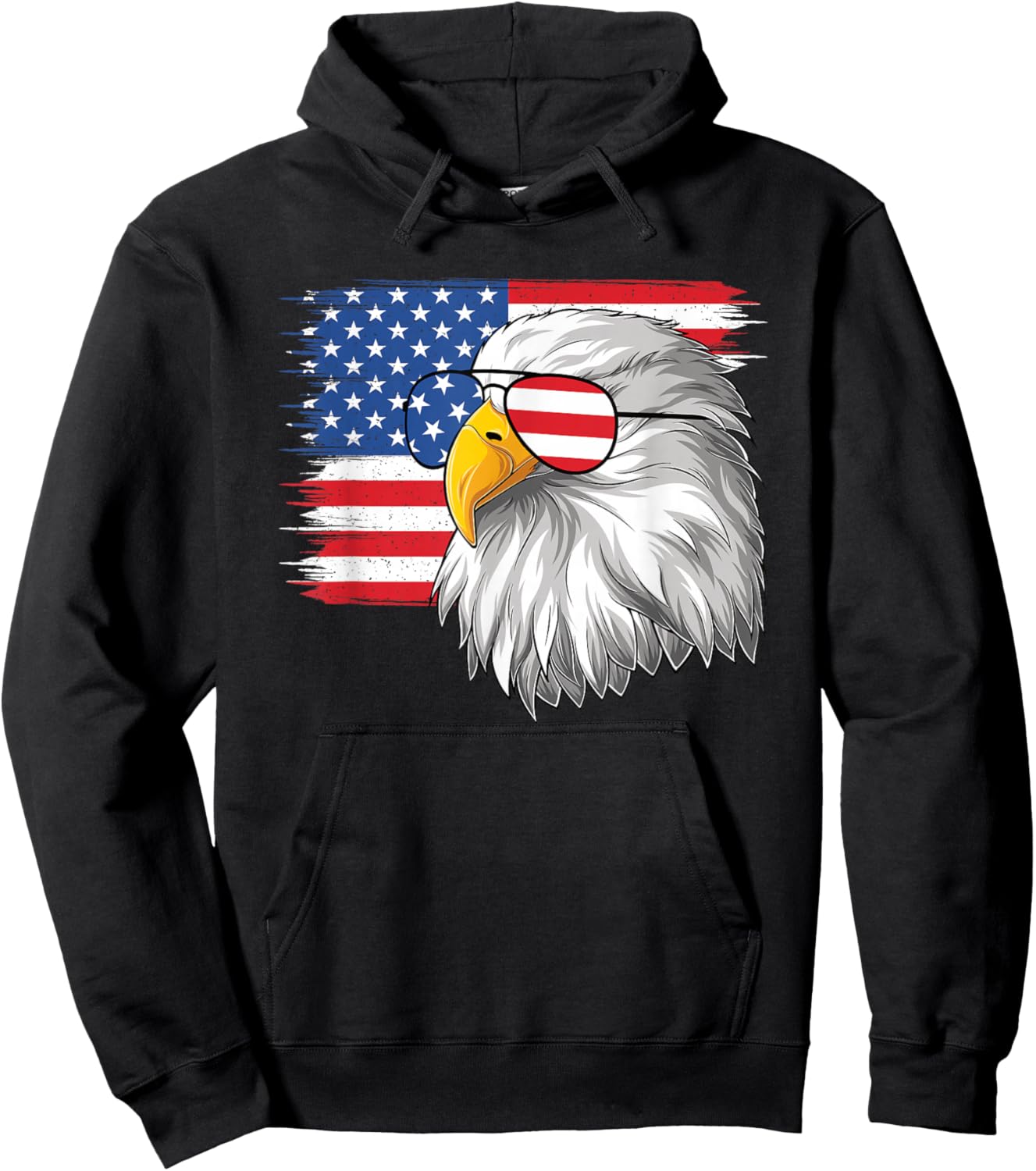 Funny 4th Of July American Flag Patriotic Eagle USA Men Boys Hoodie - Hoodie | Black
