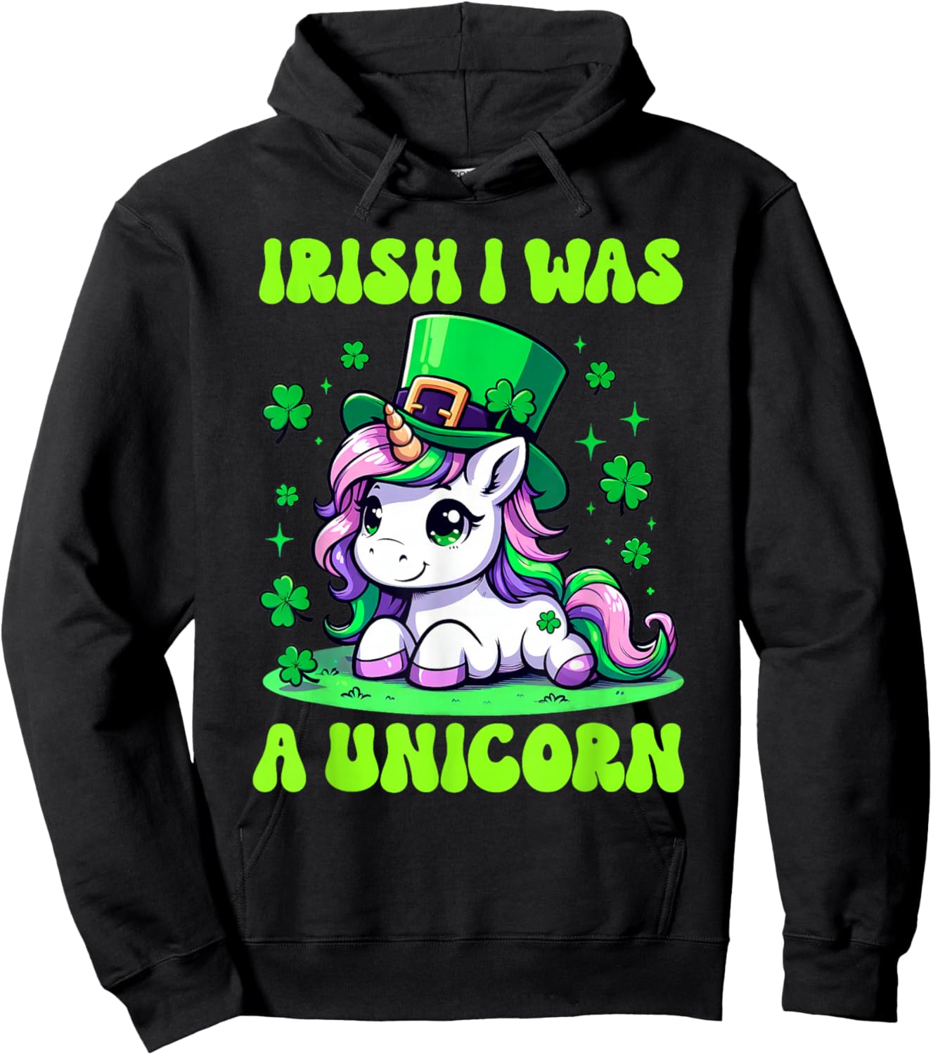 Unicorn St Patrick's Day Irish I Was A Unicorn Lepricorn Hoodie - Hoodie | Black