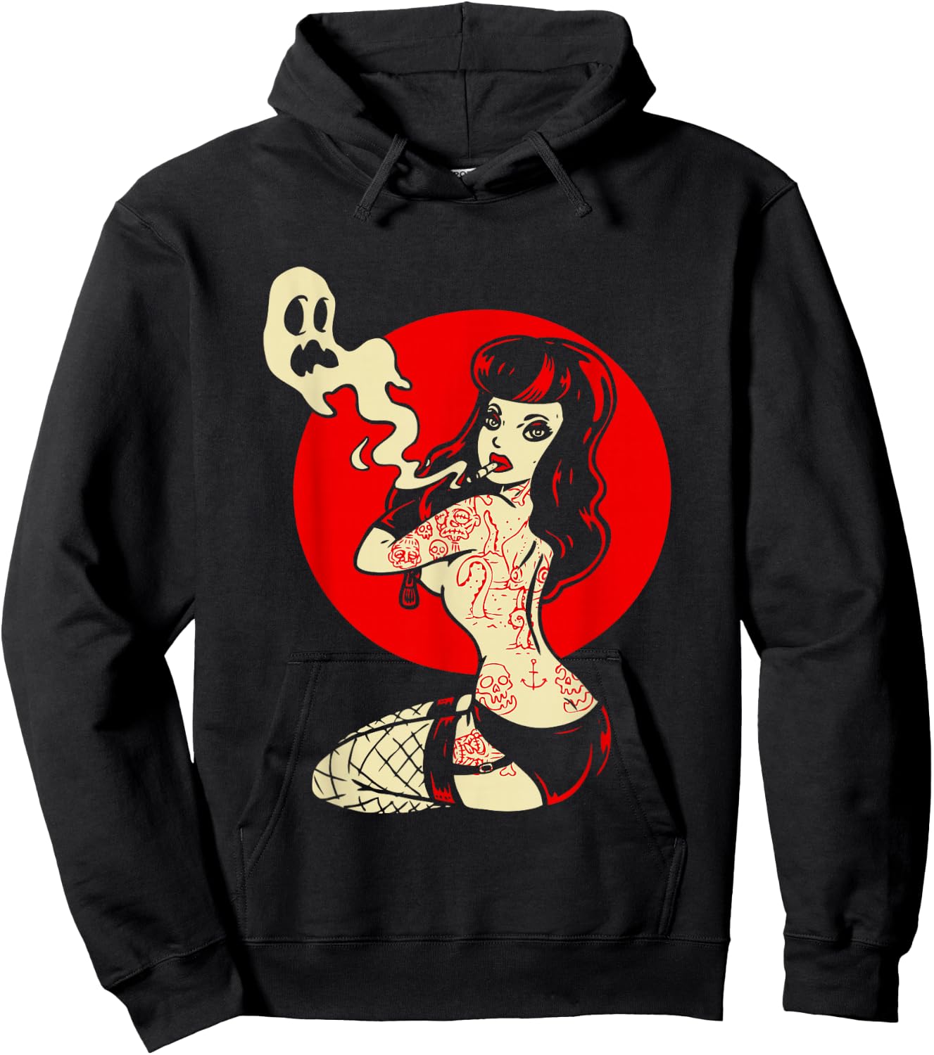 Horror Pinup Sexy Goth Girl Burlesque - Psychobilly Punk Art Hoodie - Hoodie | Black