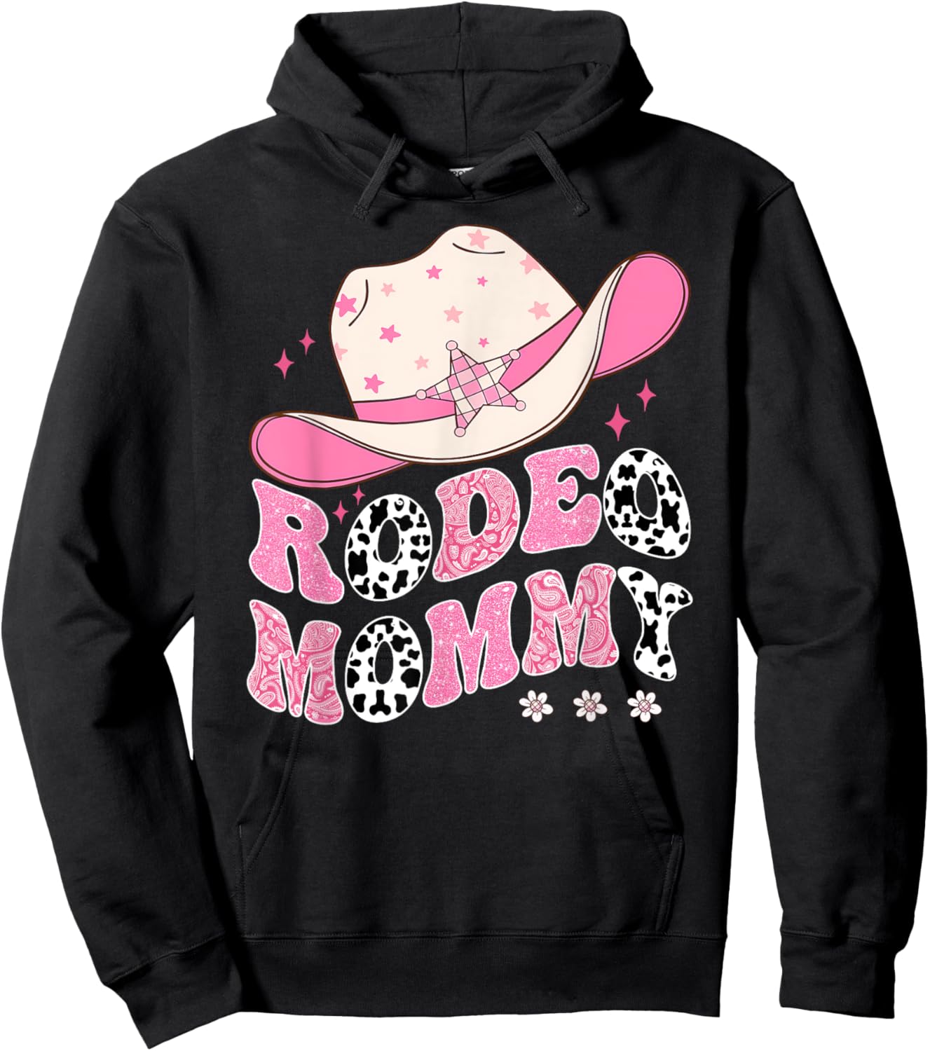 Rodeo Mommy Pink CowGirl 1St Birthday Family Matching Hoodie - Hoodie | Black