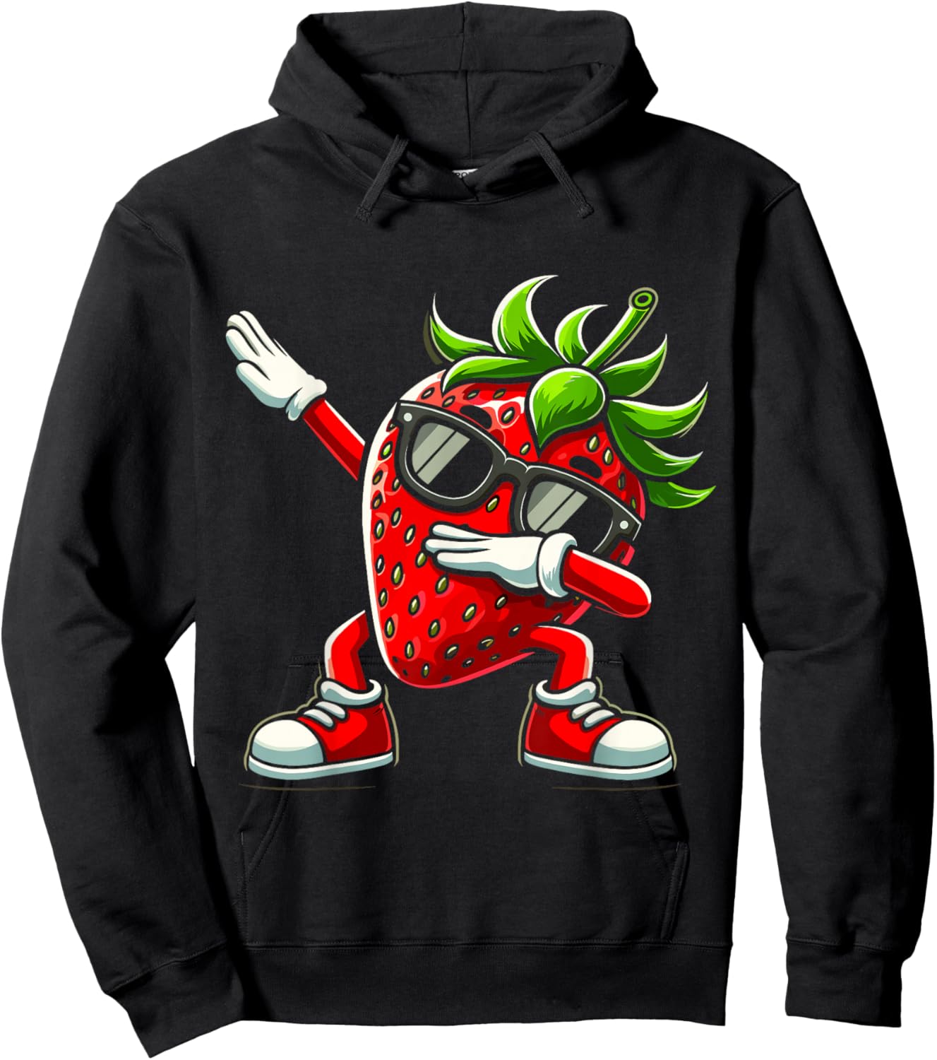Funny Dabbing Strawberry Summer Fruit Lover Men Women Kids Hoodie - Hoodie | Black