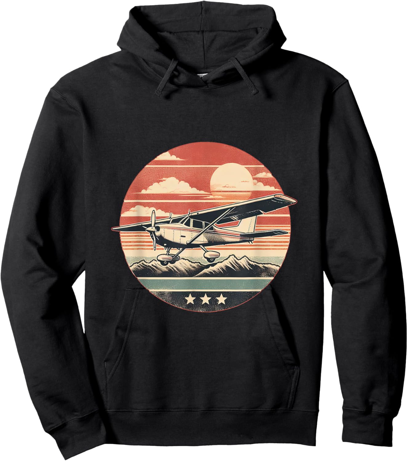 C-172 Skyhawk Vintage C172 Airplane Retro Sunset Pilot Hoodie - Hoodie | Black