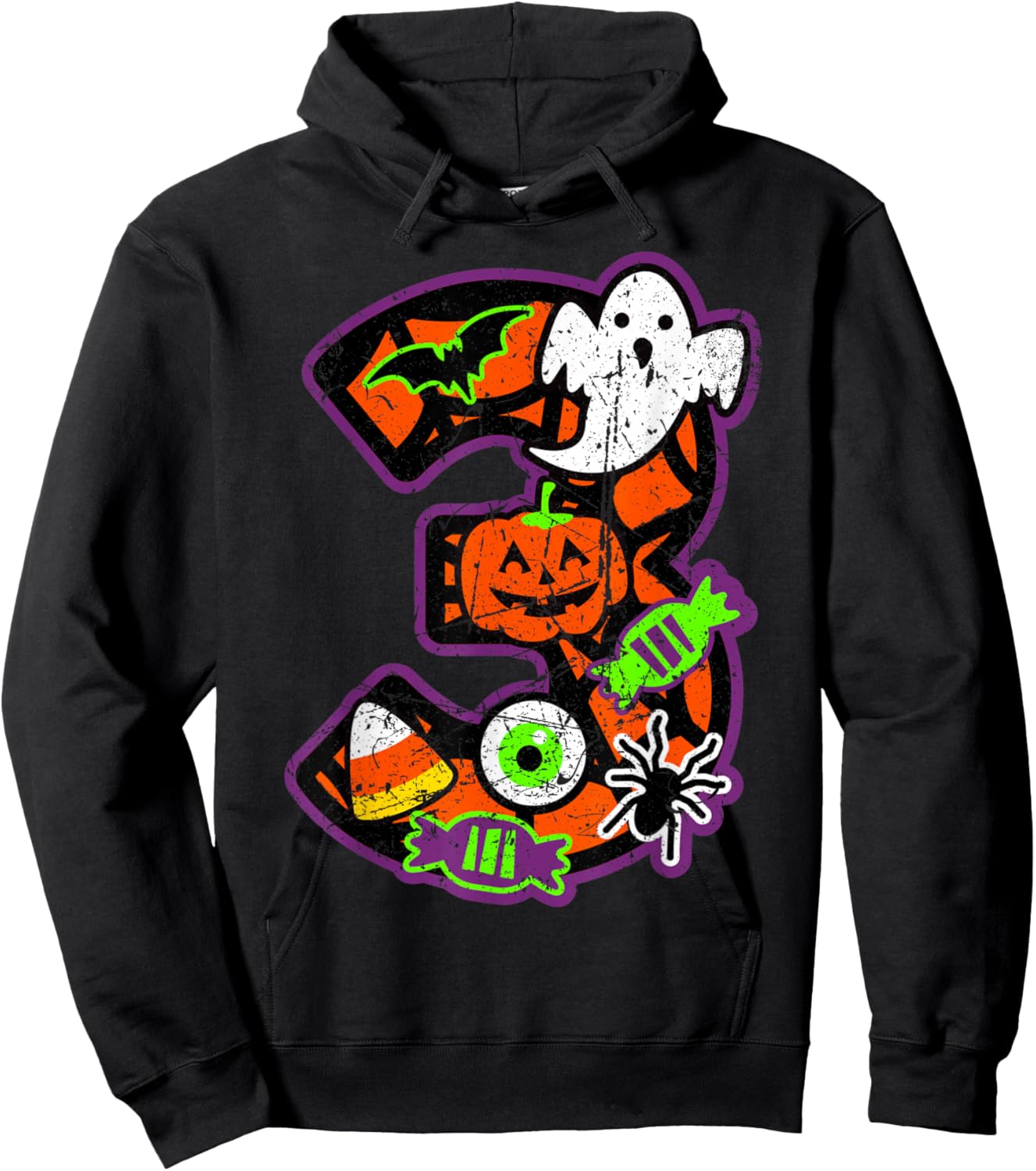 3rd Birthday Halloween 3 Year Old Ghost Costume Boo Funny Hoodie - Hoodie | Black