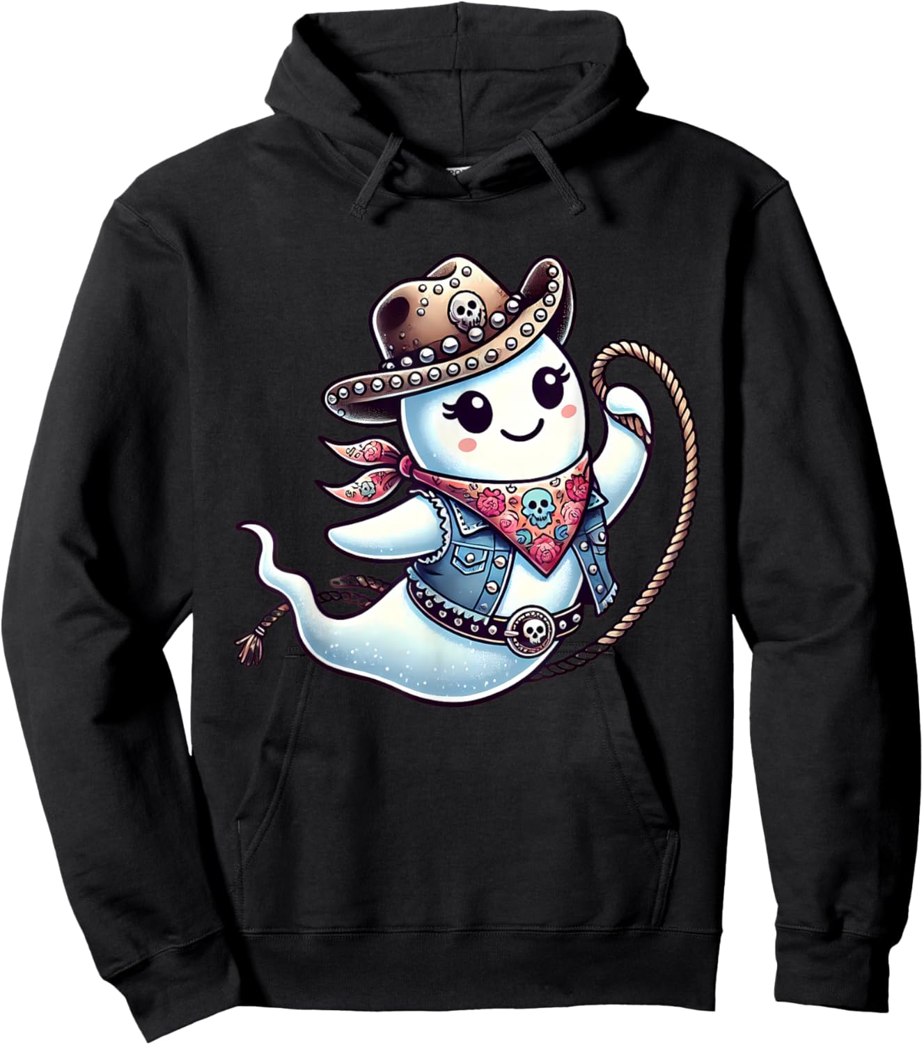 Ghost Cowgirl Country Rodeo Western Halloween Costume Hoodie - Hoodie | Black