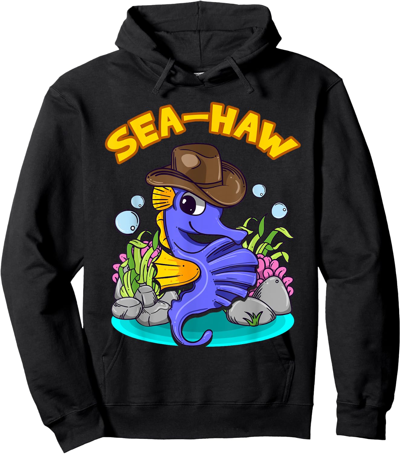 Sea Haw Seahorse Cowboy Western Fish Hoodie - Hoodie | Black