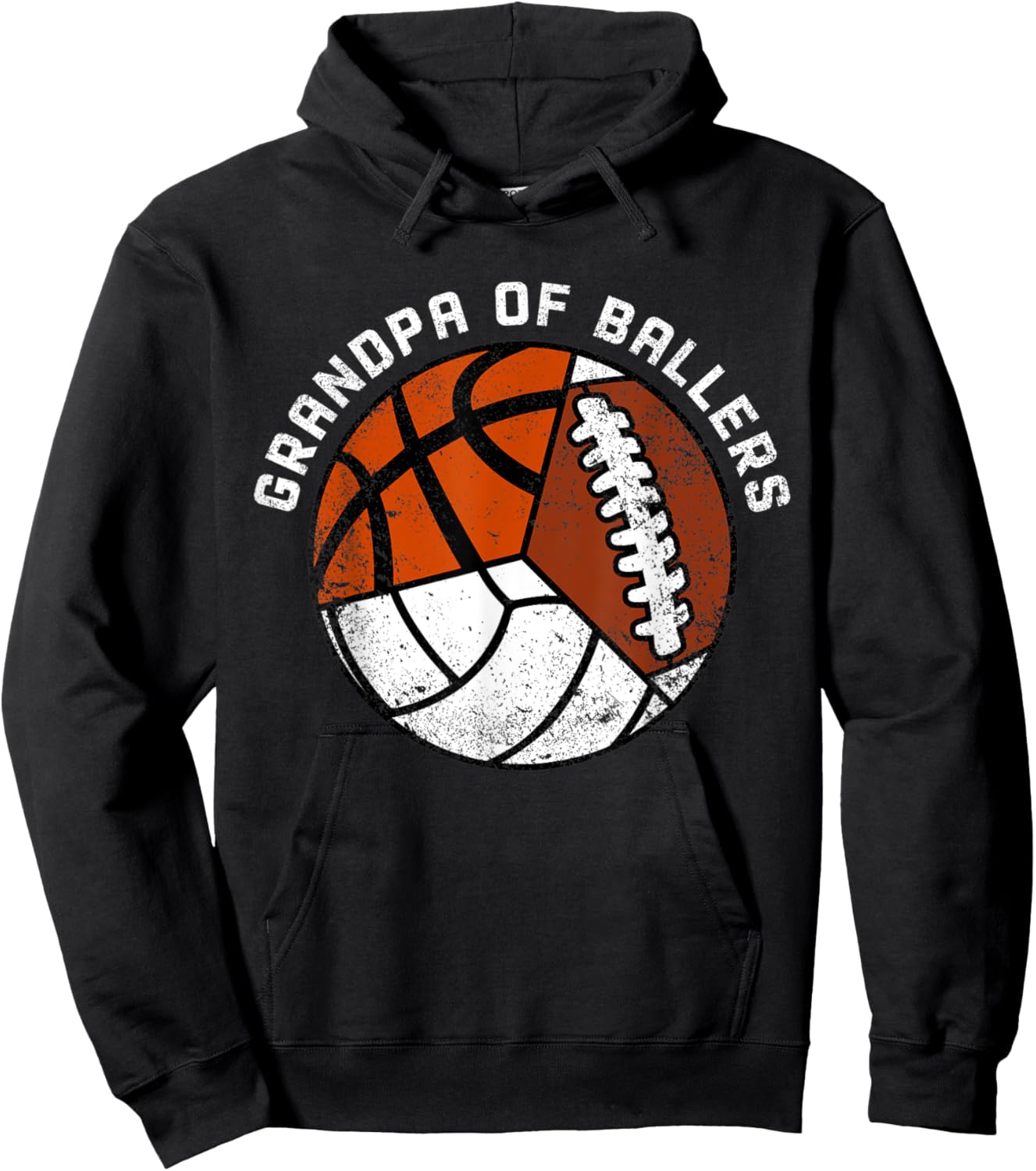 Grandpa Of Ballers Funny Volleyball Basketball Football Hoodie - Hoodie | Black