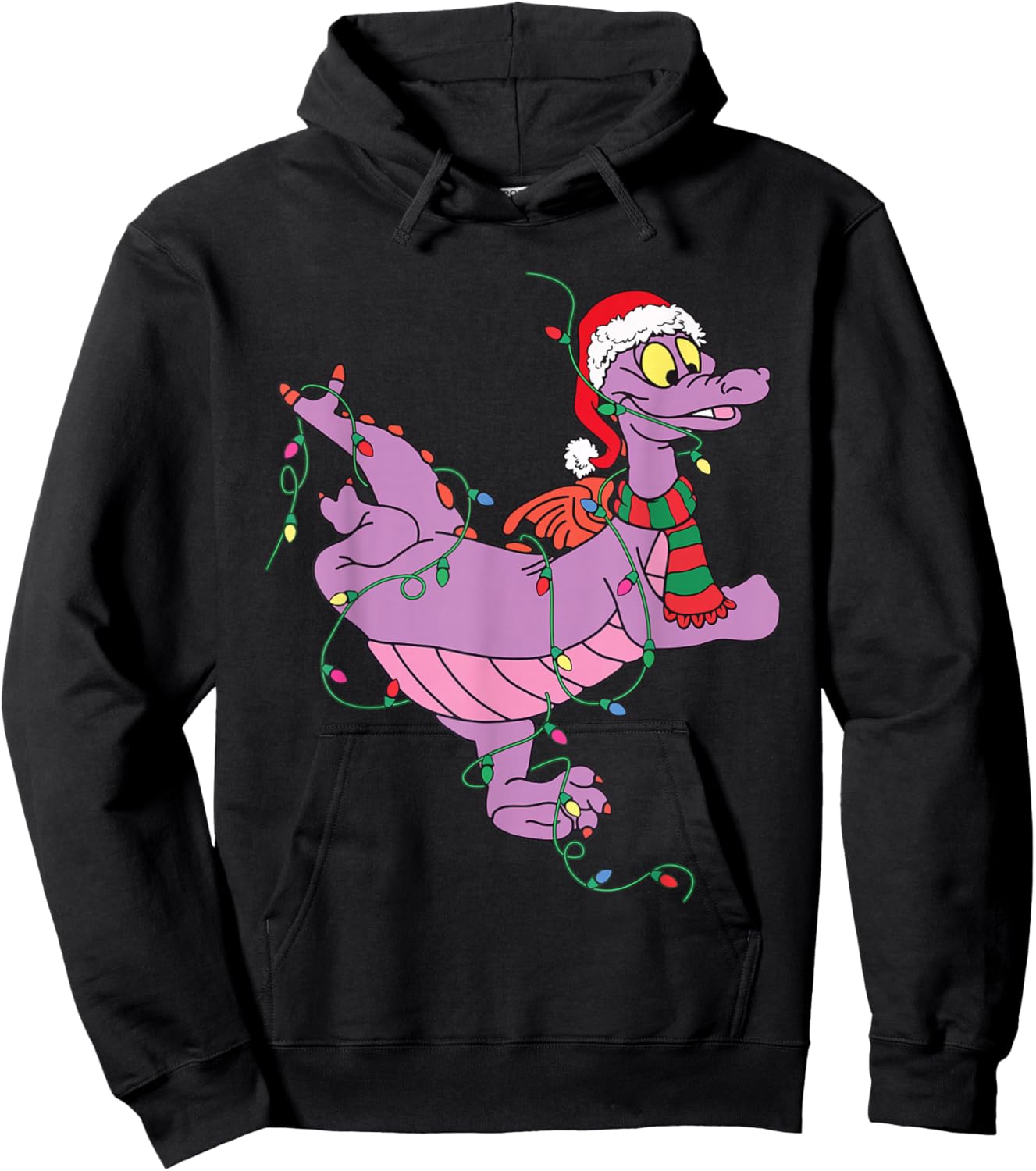 Cute Dragon Figment Lights Christmas Santa Animal Women Men Hoodie - Hoodie | Black