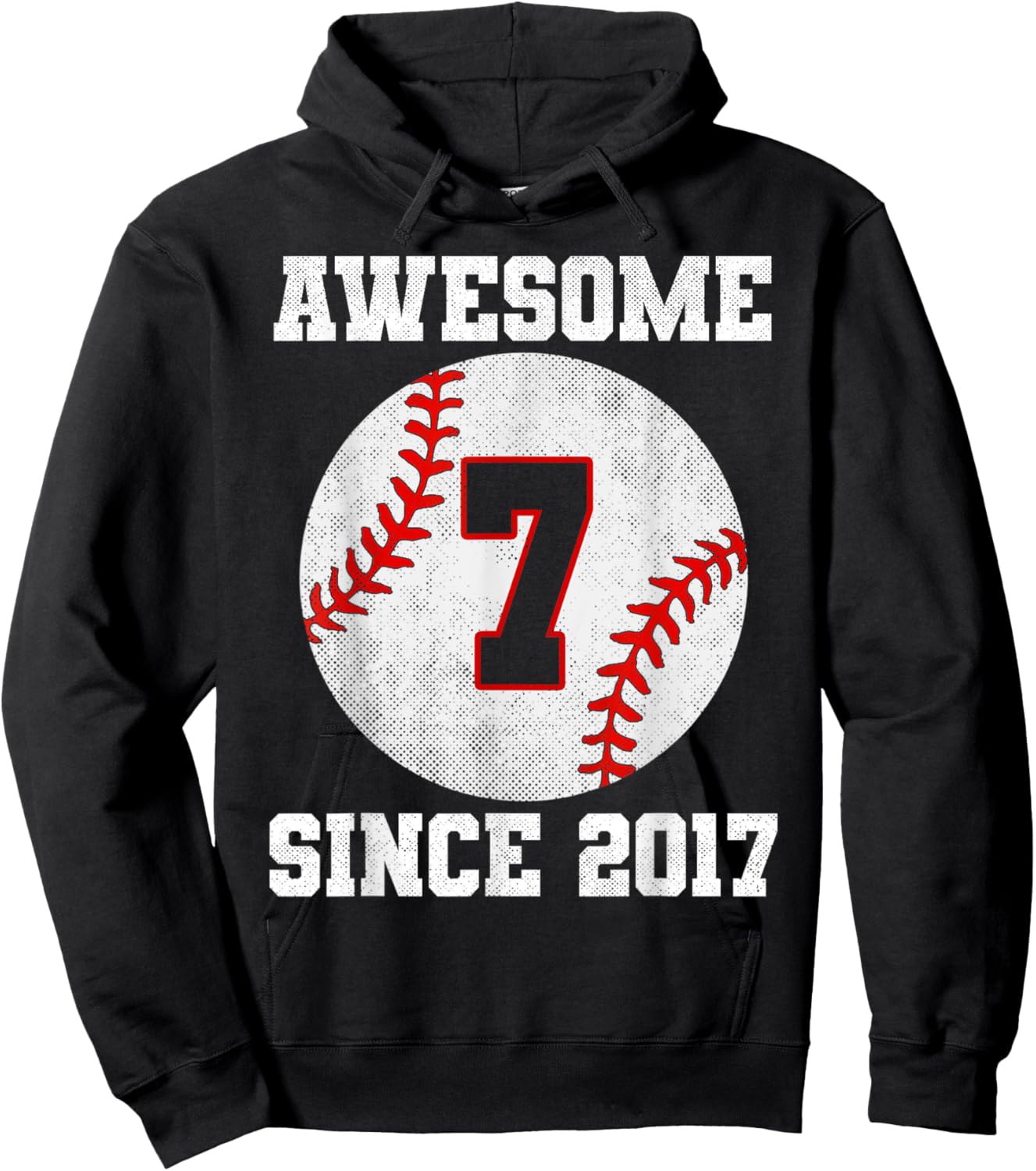 7th Birthday 7 Years Old Baseball Awesome Since 2017 Boys Hoodie - Hoodie | Black