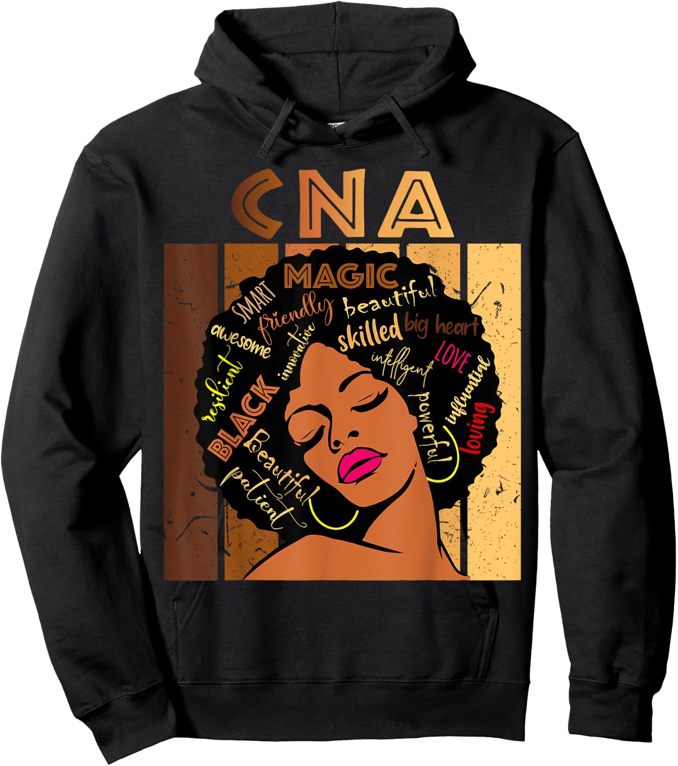 Black CNA Certified Nurse Assistant Afro African American Hoodie - Hoodie | Black