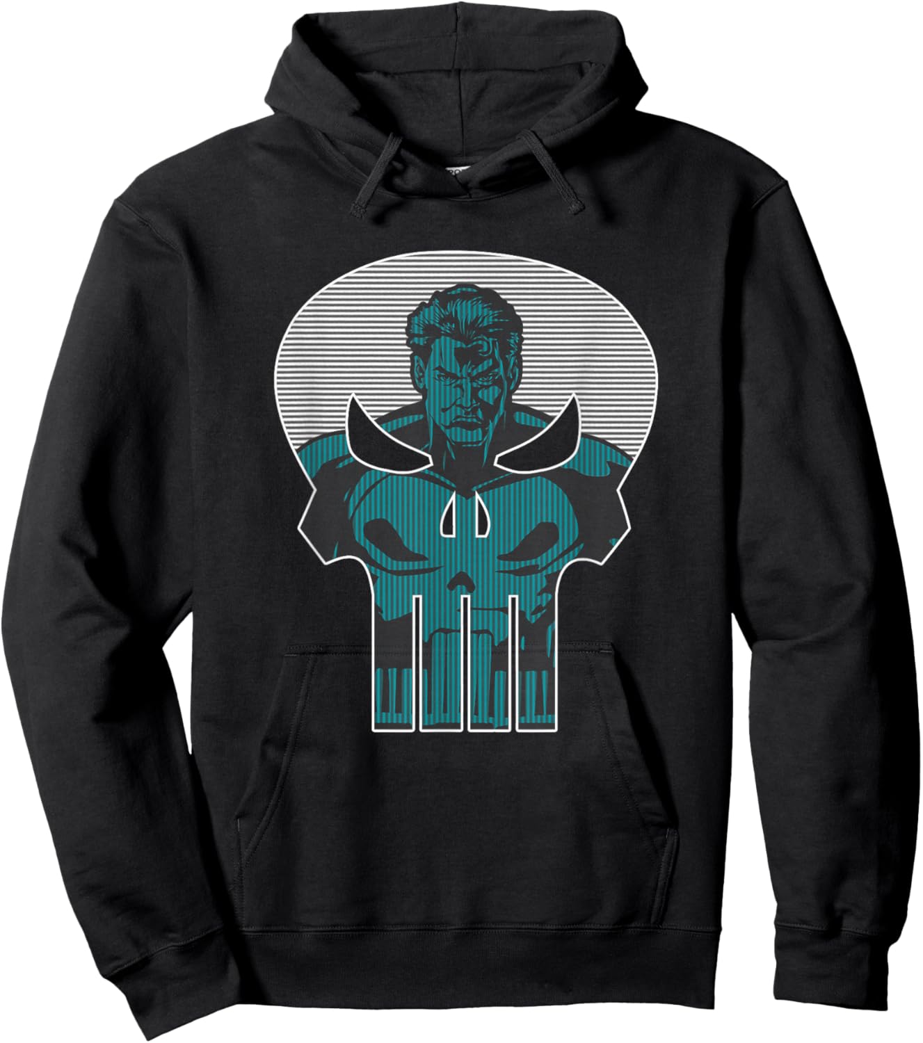Marvel Punisher Frank Castle Serious Look Skull Logo Hoodie - Hoodie | Black