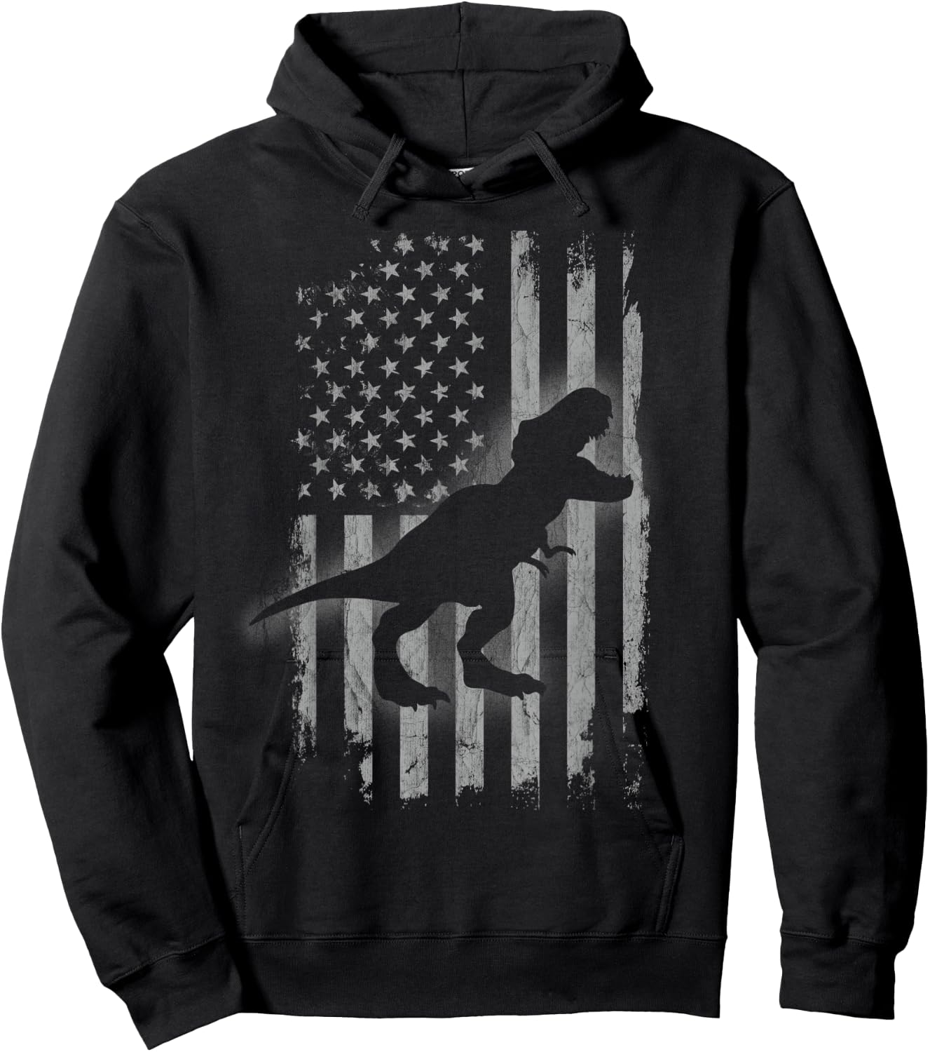 Patriotic Dinosaur American Flag Cool T-Rex Dino Lover Hoodie - Hoodie | Black