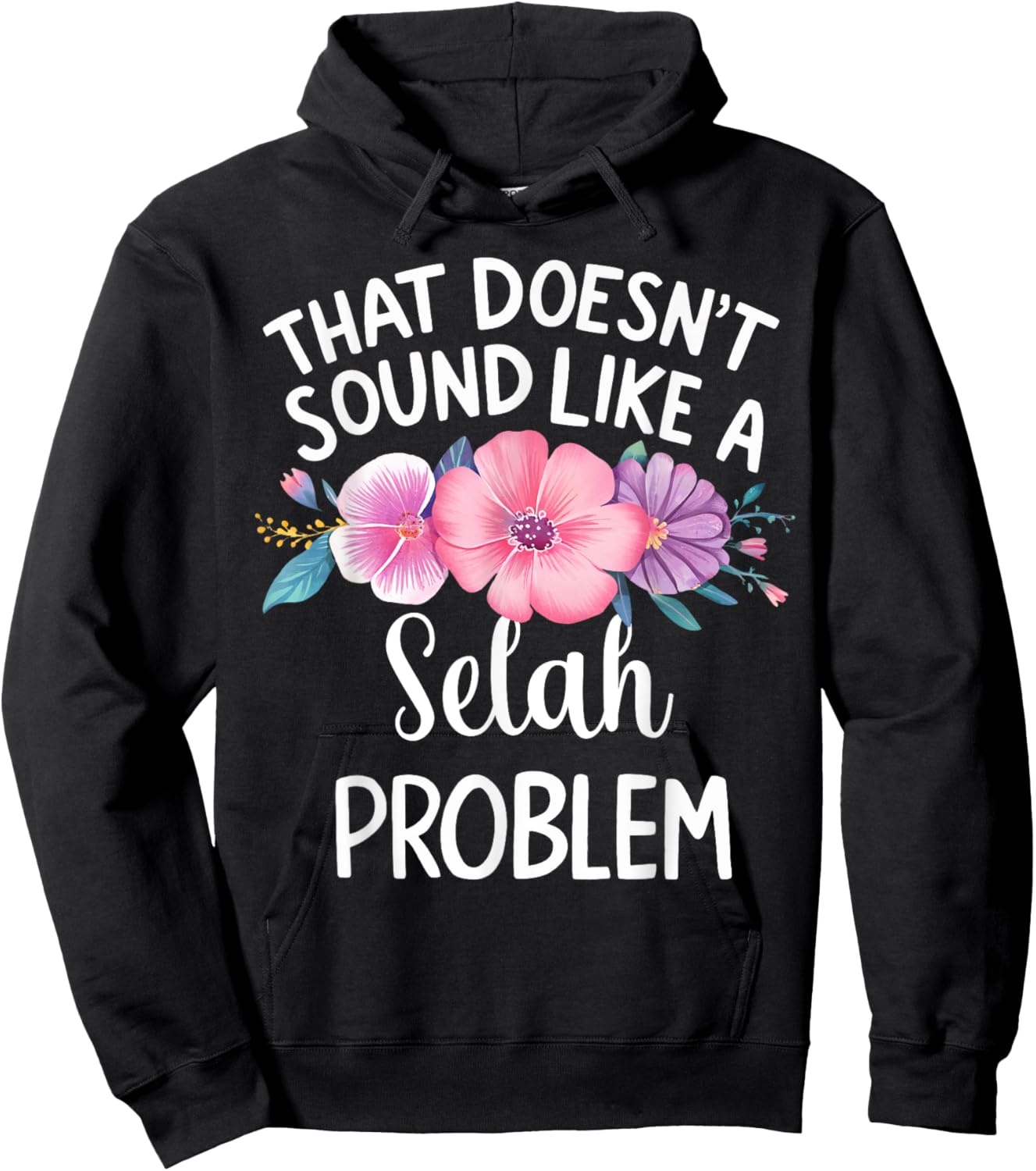 Selah Personalized Cute Flower Girls Selah Name Hoodie - Hoodie | Black