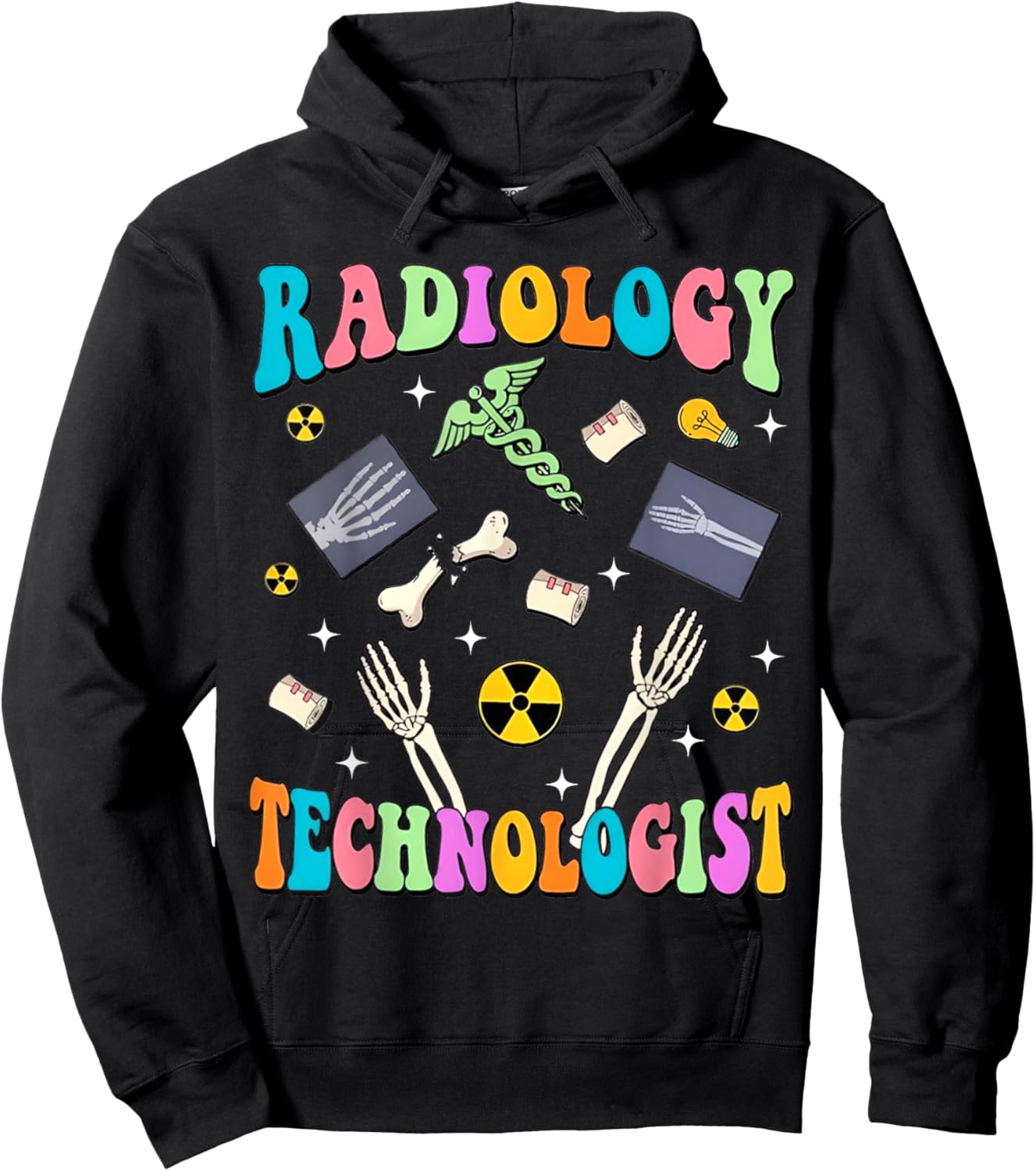 Retro Groovy Radiology Technologist X-Ray Tech Radiologic Hoodie - Hoodie | Black