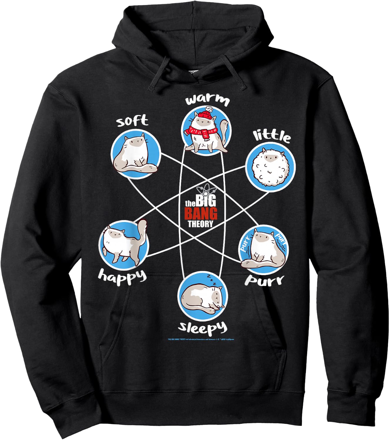 The Big Bang Theory Soft Warm Little Happy Sleepy Kitty Hoodie - Hoodie | Black