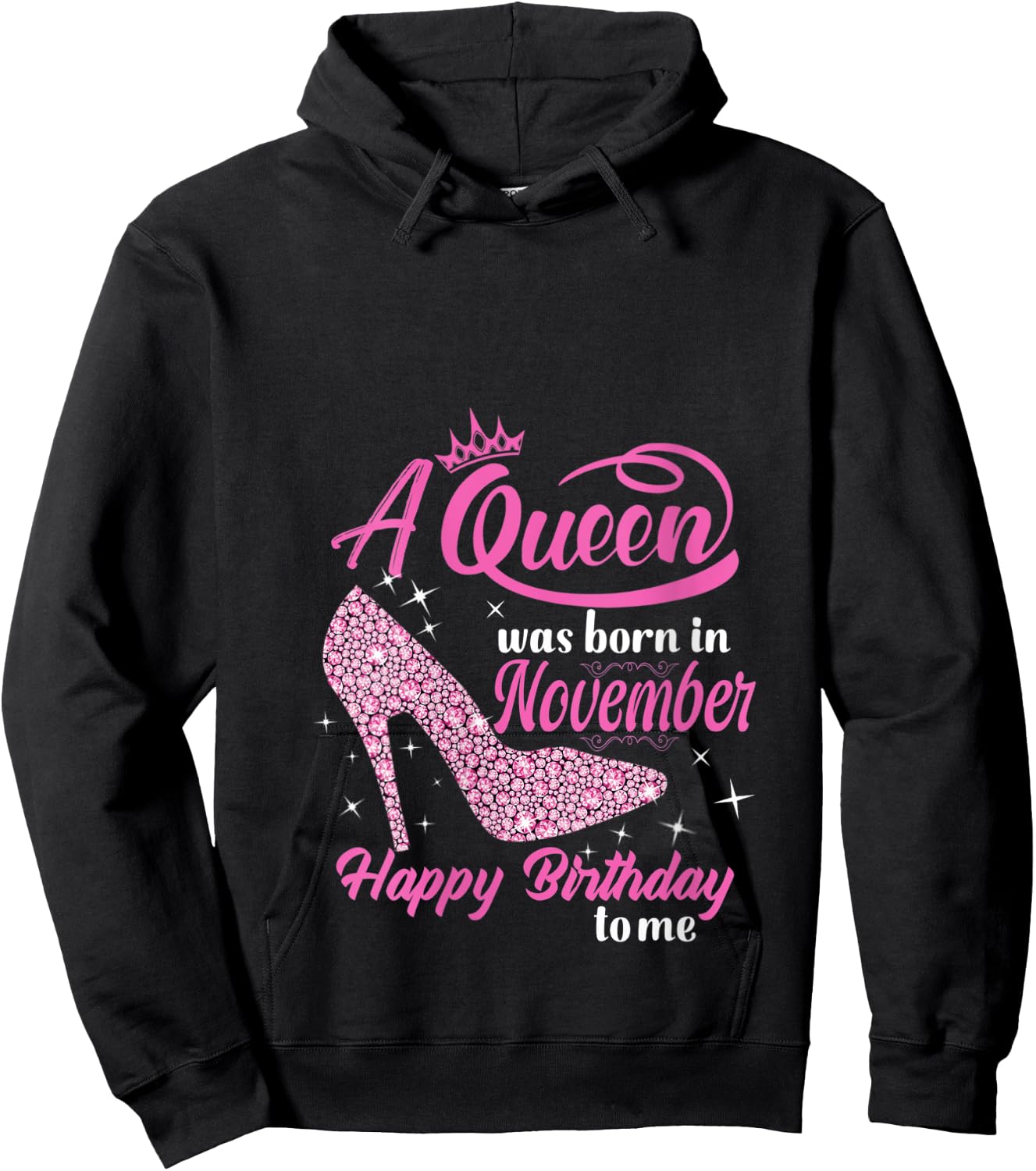 A Queen was Born In November Gift Funny November Birthday V-Neck Hoodie - Hoodie | Black