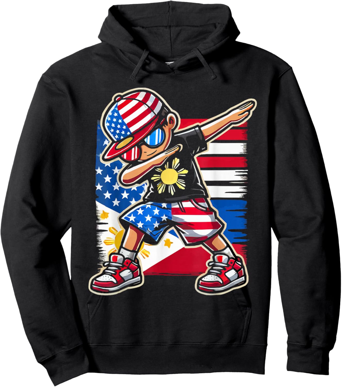 Half Filipino Half American USA Flag Philippines America Hoodie - Hoodie | Black