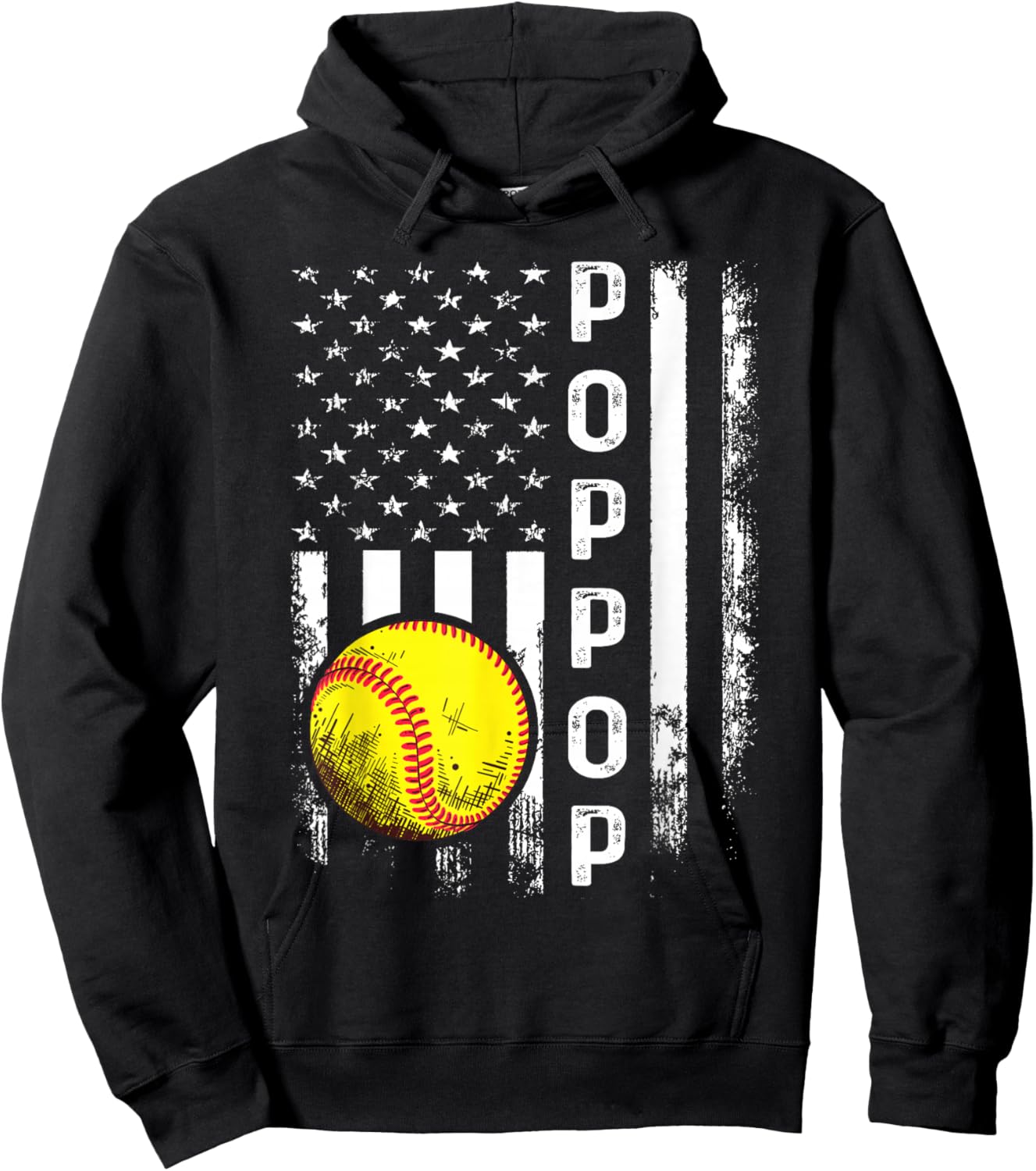 Softball Poppop America Flag Men Women Vintage Christmas Hoodie - Hoodie | Black