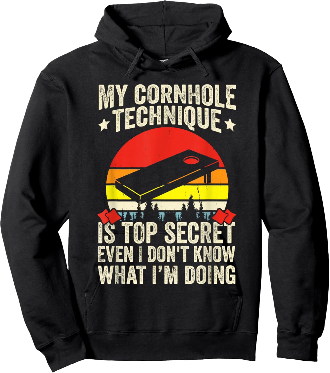 Funny Toss Game Cornhole Hoodie - Hoodie | Black
