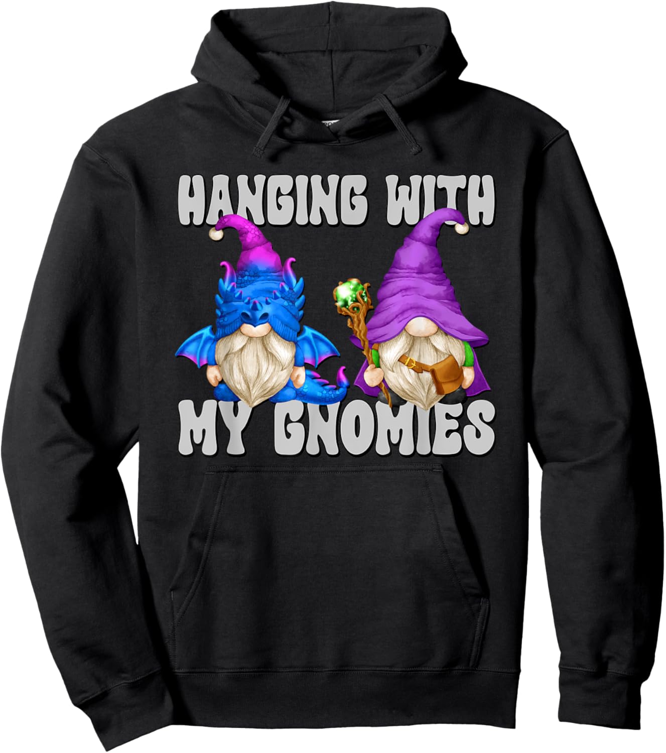 Wizard And Dragon Gnome Hanging With My Gnomies Hoodie - Hoodie | Black