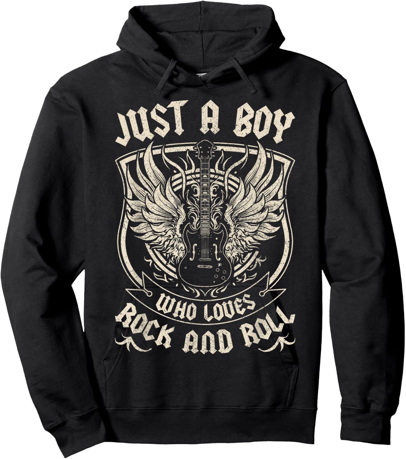 Rock Band Rock Concert Just A Boy Who Loves Rock And Roll Hoodie - Hoodie | Black
