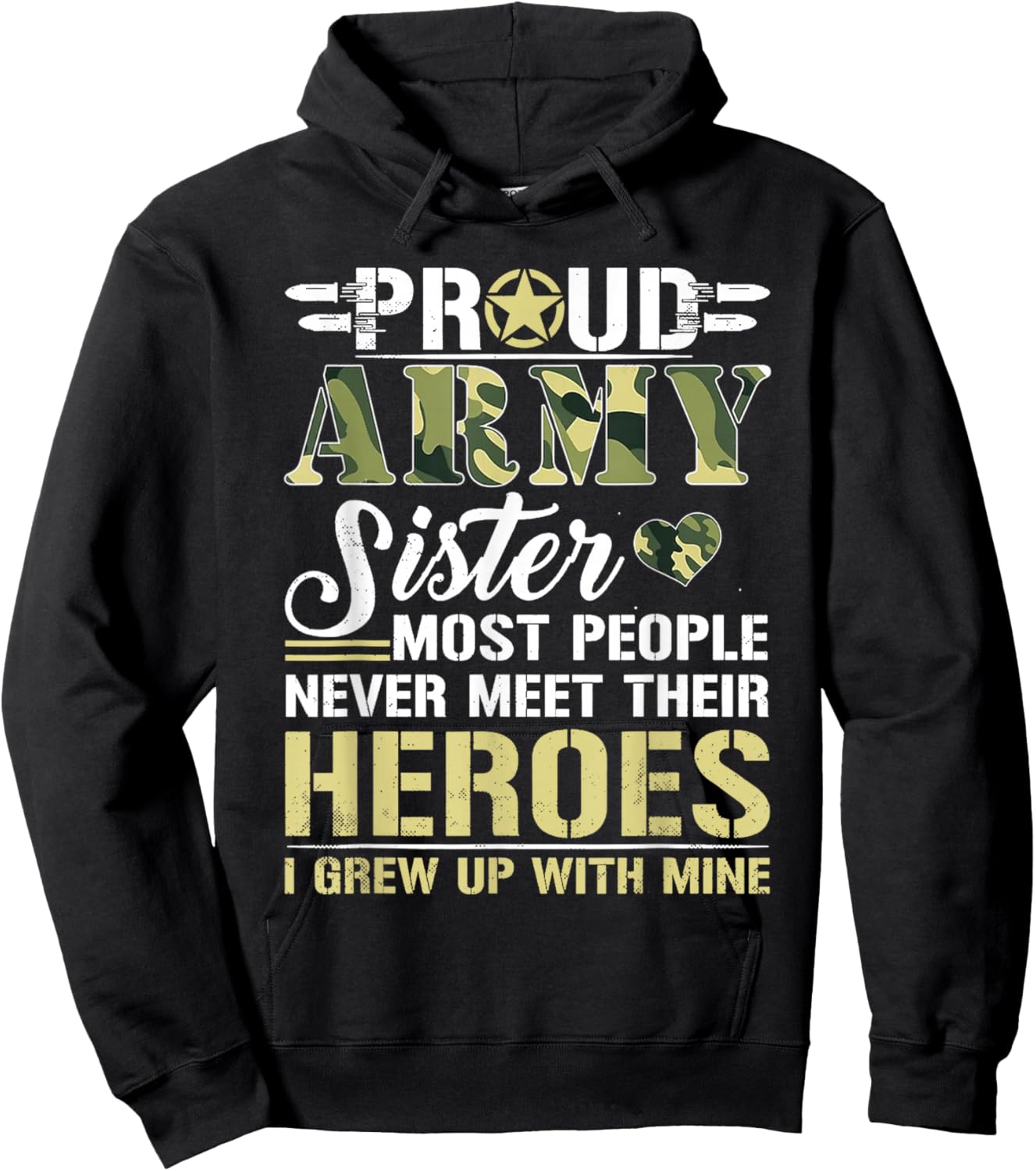 Proud Army Sister T Shirt Hoodie - Hoodie | Black