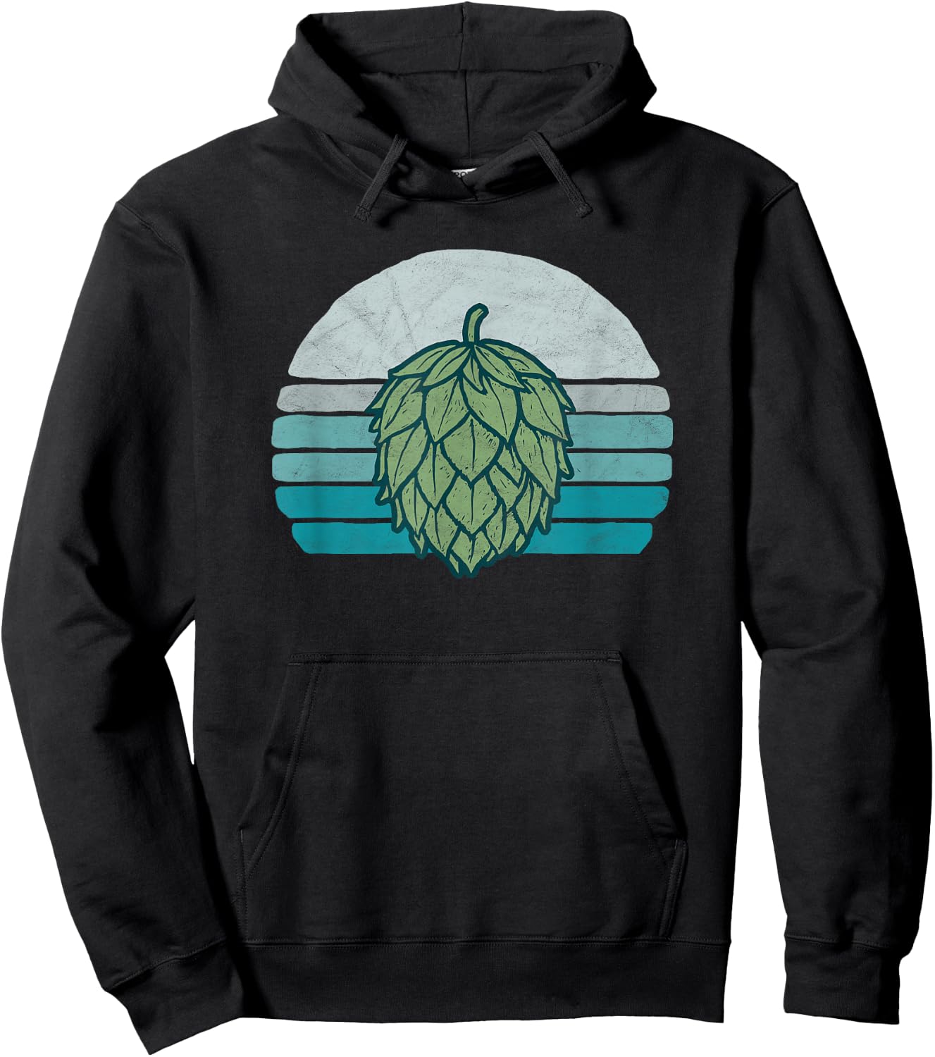 Hops Lover Vintage Beer Graphic Dark Sunset Hop Illustration Hoodie - Hoodie | Black