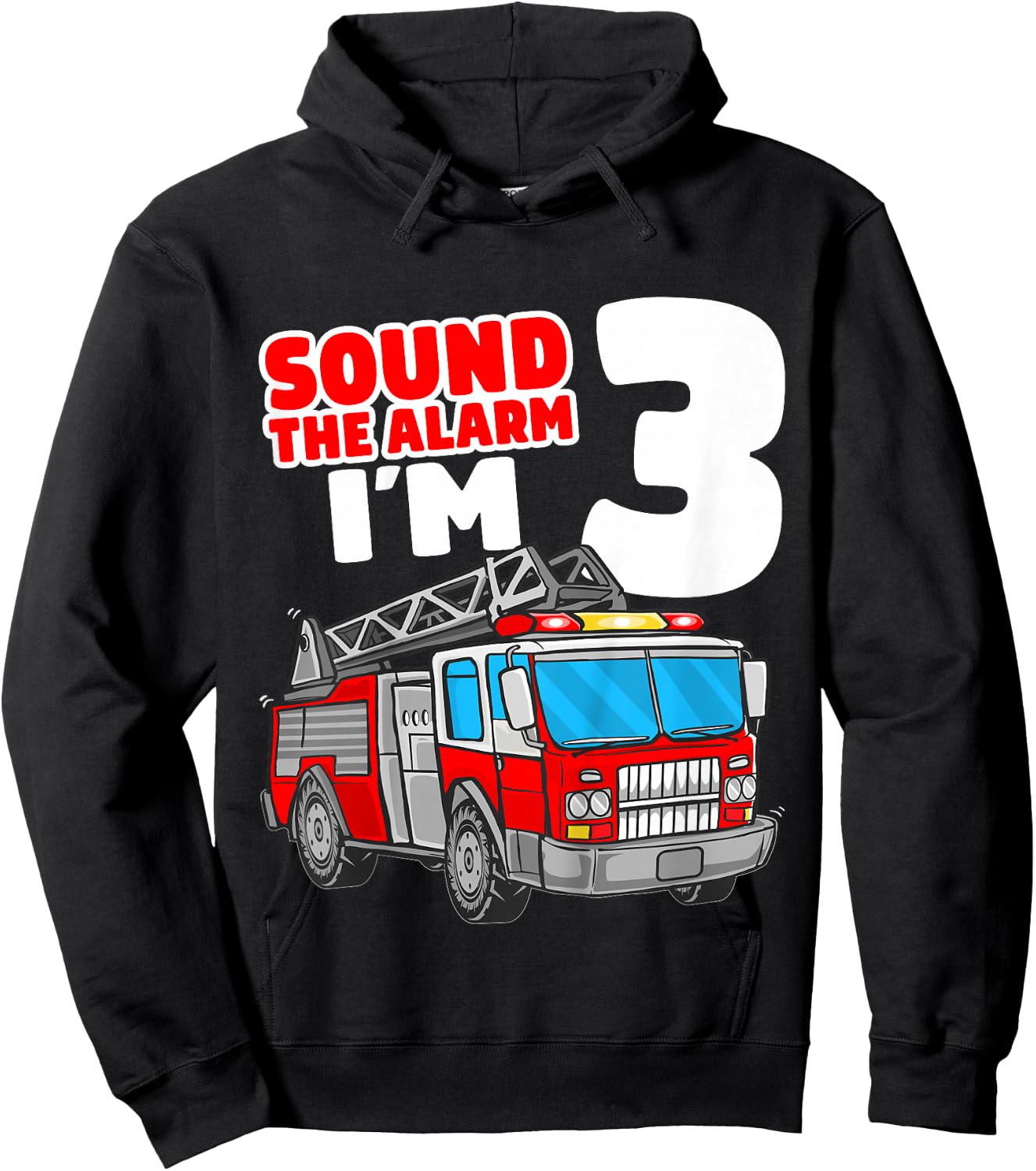 Kids Fire Truck 3 Year Old Firefighter 3rd Birthday Boy Toddler Hoodie - Hoodie | Black