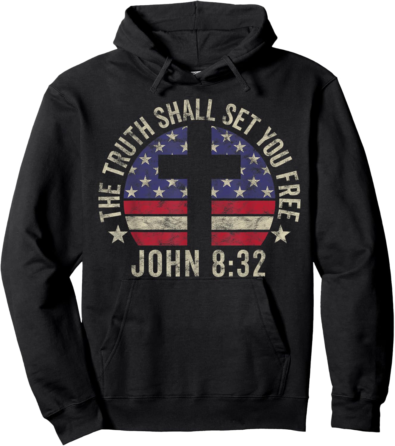 Christian Patriotic Gift John 8:32 Truth Shall Set You Free Women Kids Men Hoodie - Hoodie | Black