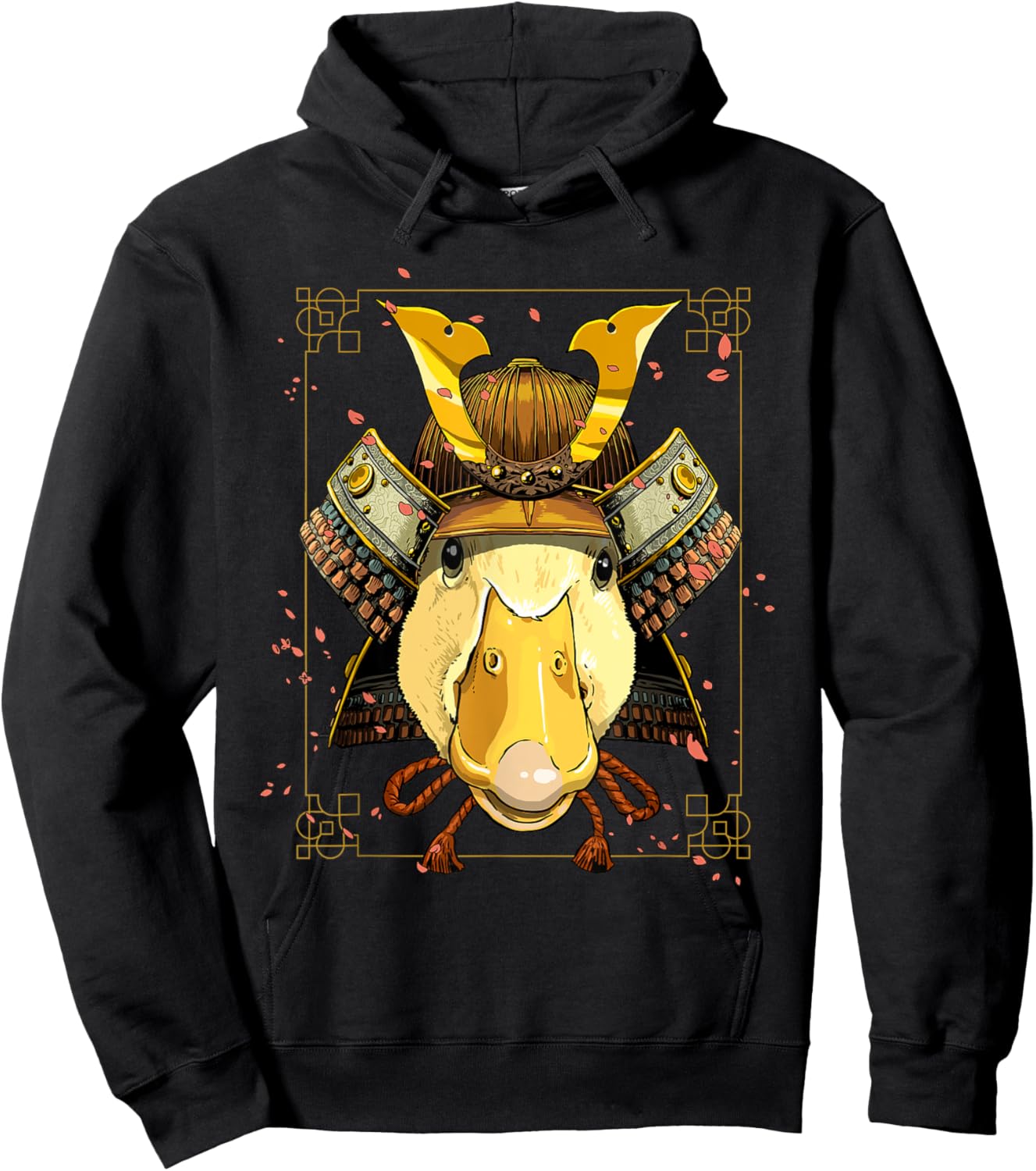 Japanese Samurai Duck Bird Animal Face Waterfowl Duck Lover Hoodie - Hoodie | Black