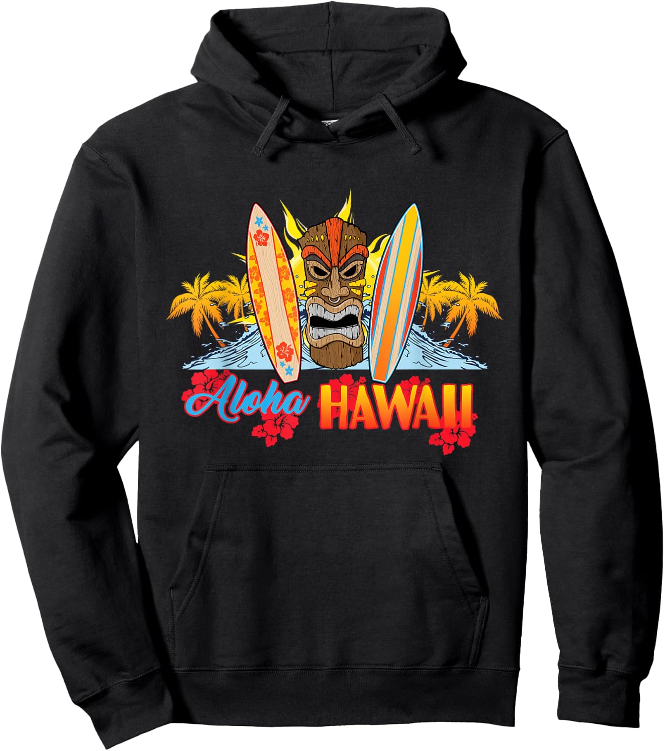 AlOHA Hawaii from the island. Feel the Tiki Spirit Hoodie - Hoodie | Black