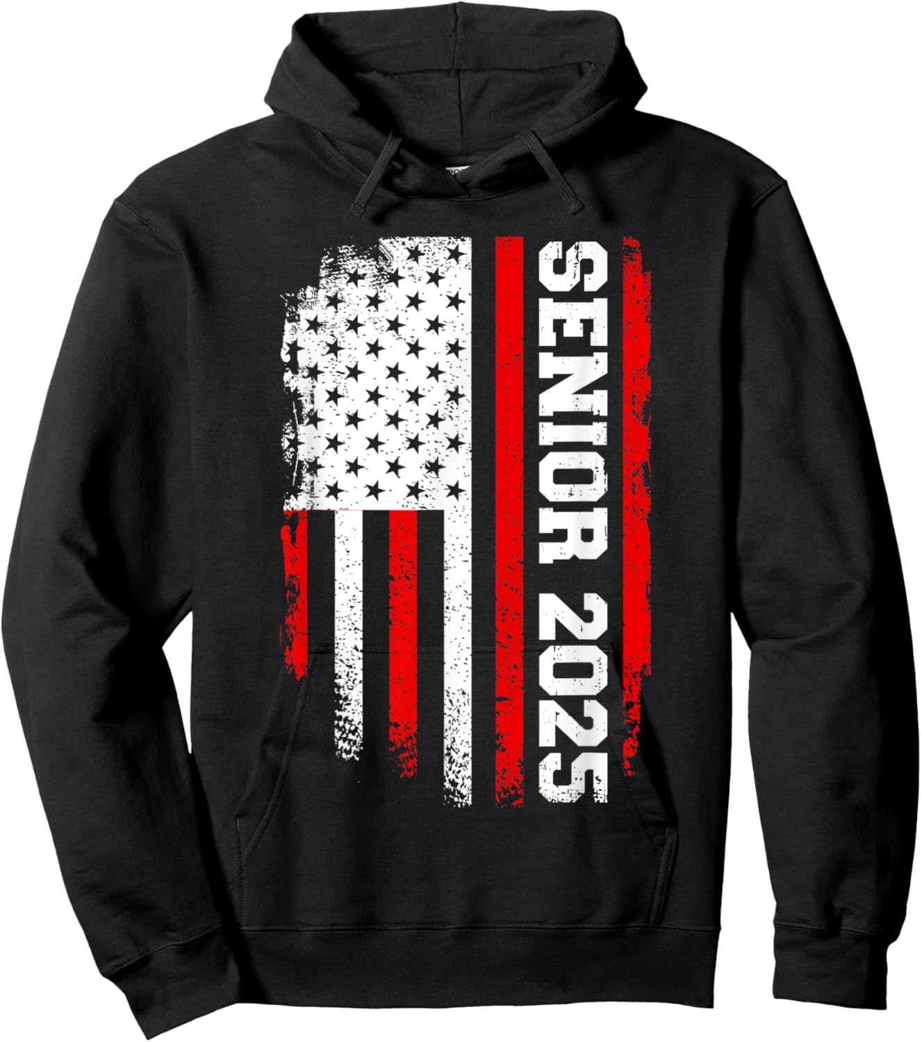 Senior 2025 us flag college high school graduation class of Hoodie - Hoodie | Black