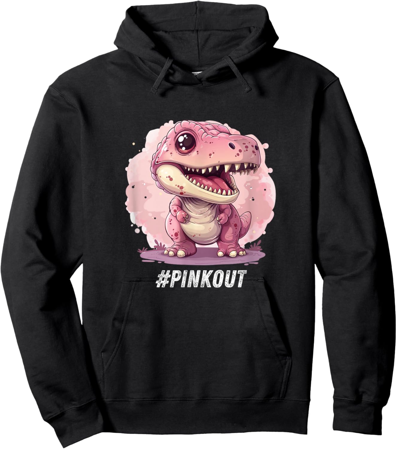 Breast Cancer Awareness Dinosaur Lover Chemo Pink Ribbon Hoodie - Hoodie | Black