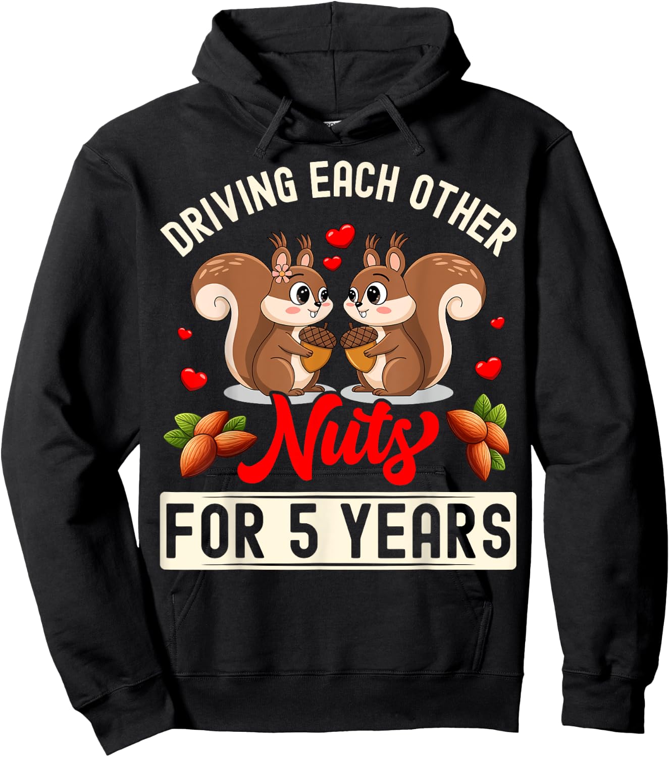 Couples Married 5 Year Funny 5th Wedding Anniversary Hoodie - Hoodie | Black