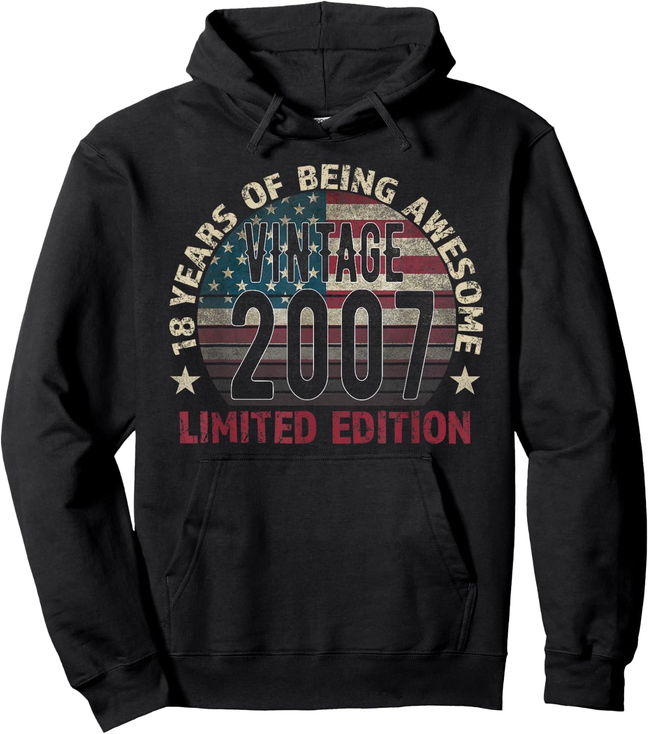 18th Birthday Gift Men Vintage Born 2007 Turning 18 Year Old Hoodie - Hoodie | Black