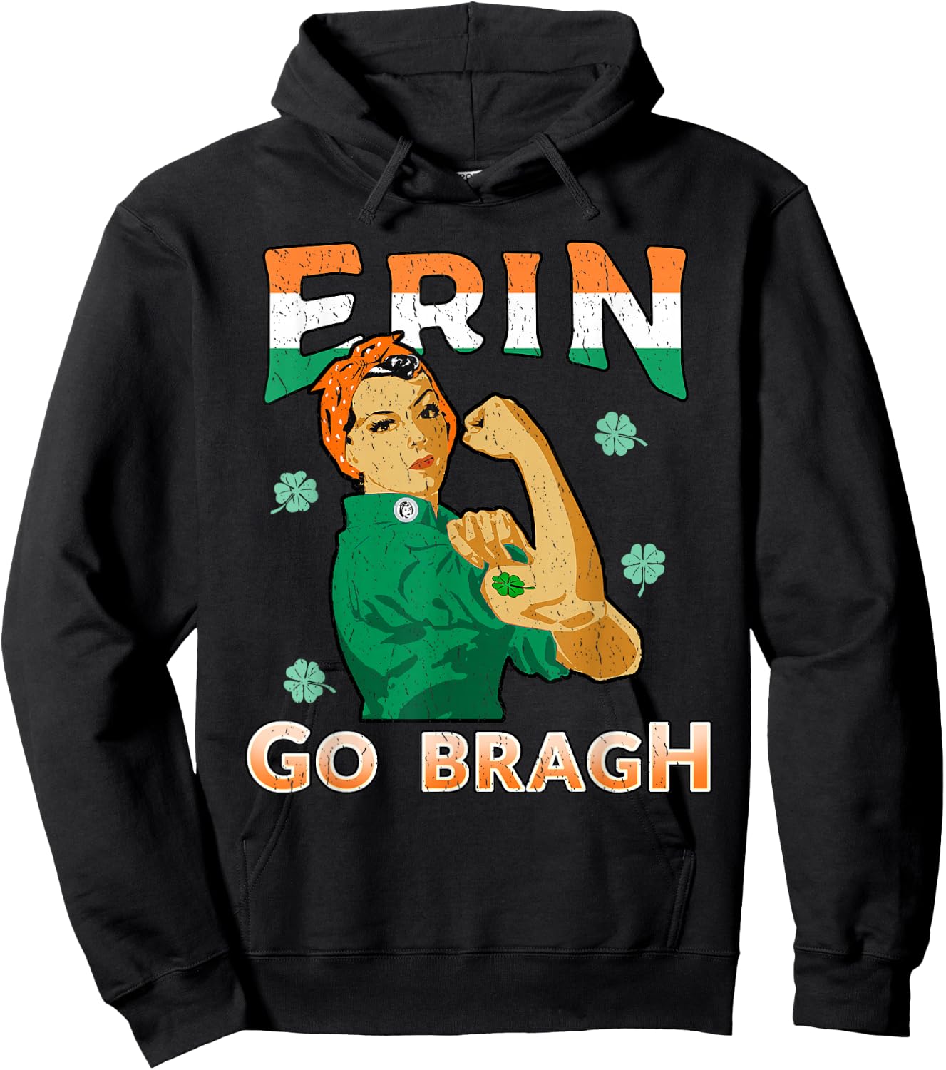 Irish Pride Shirt Rosie Riveter Erin Go Bragh Hoodie - Hoodie | Black