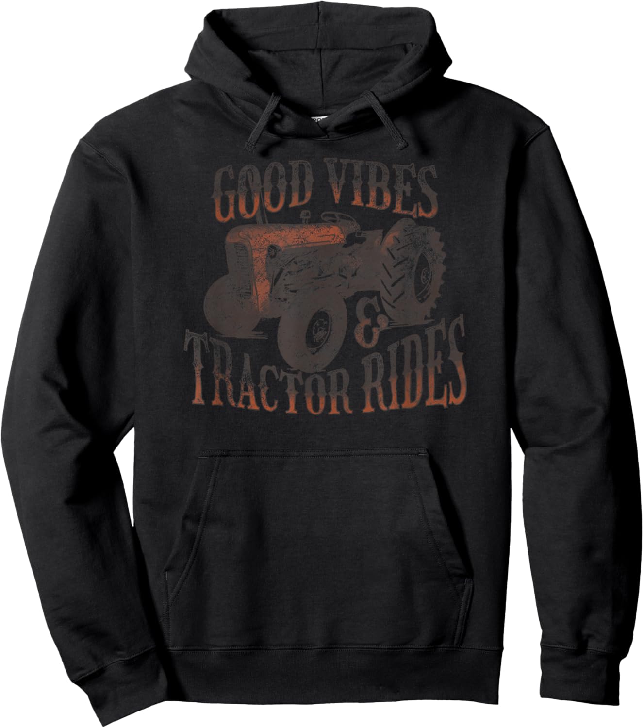 Distressed Tractor Good Vibes and Tractor Rides Hoodie - Hoodie | Black
