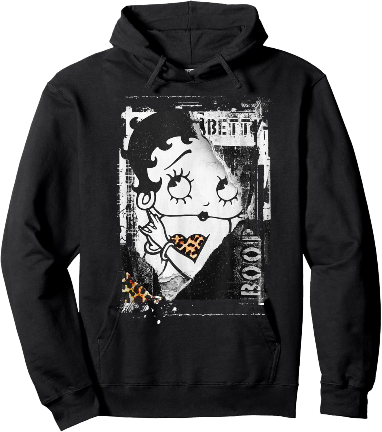 Betty Boop Distressed Punk Rock Vintage Stamp Poster Design Hoodie - Hoodie | Black