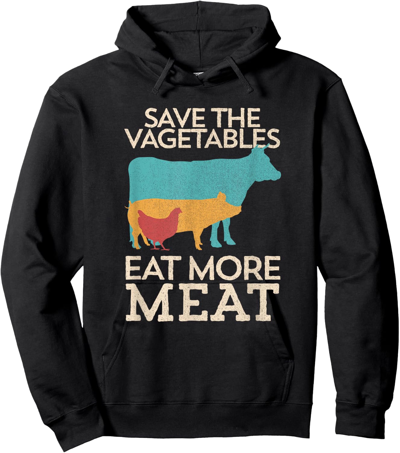 Save The Vegetables Eat More Meat BBQ Grilling Hoodie - Hoodie | Black
