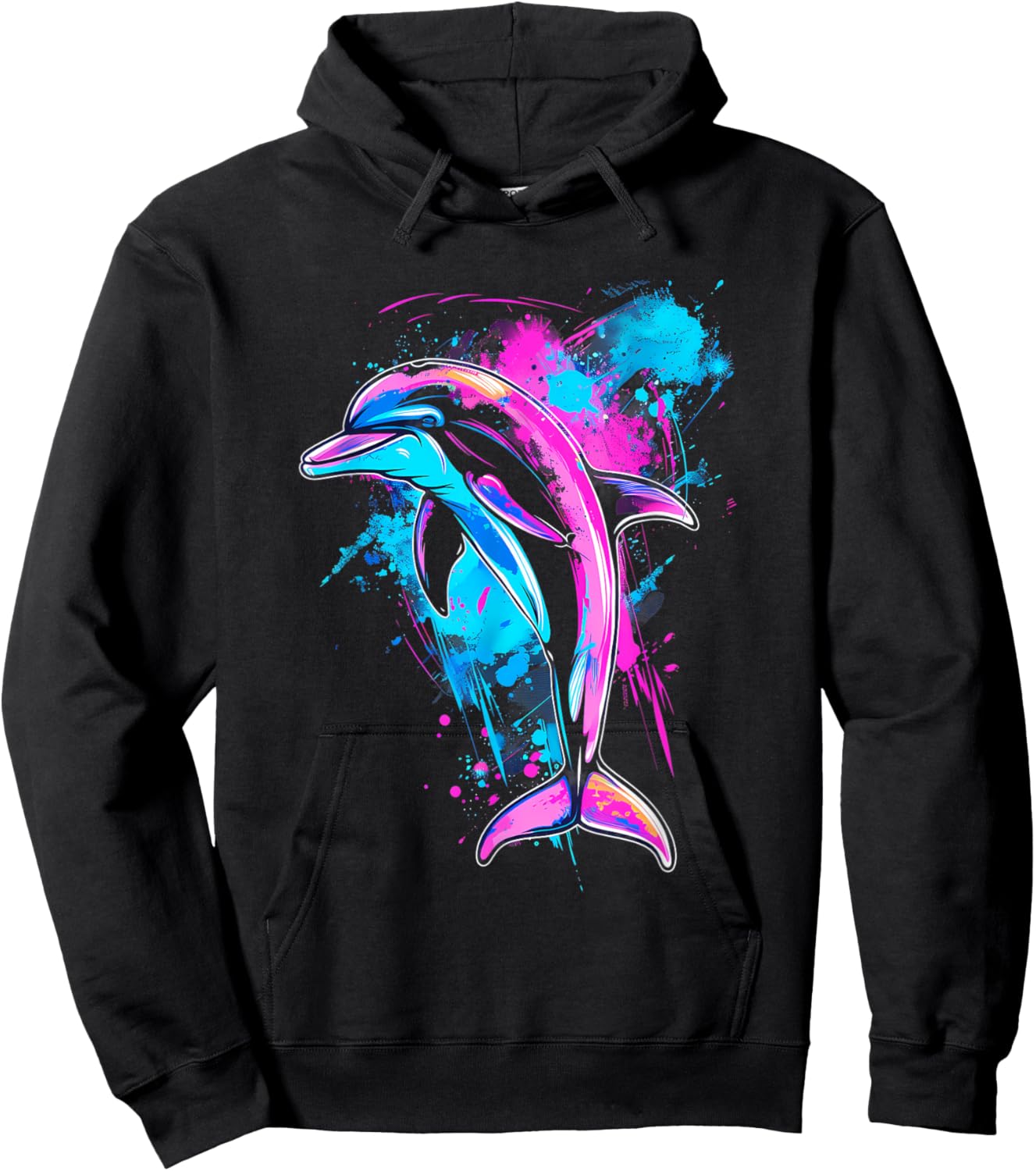 Dolphin Watercolor Ocean Sea Dolphin Sea Ocean Animal Hoodie - Hoodie | Black